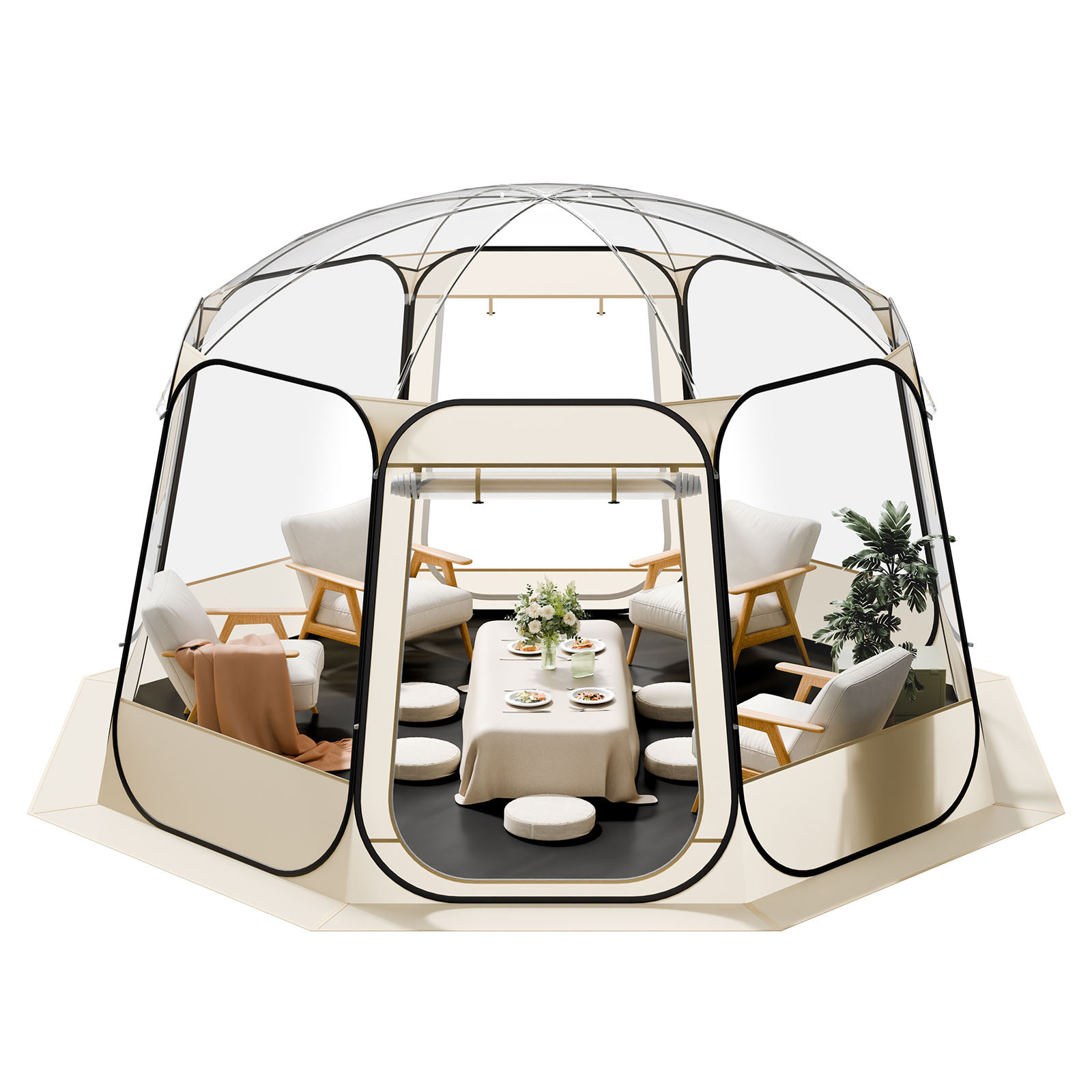 Image of Vevor Pop Up Bubble Tent, 12 X 11.1 Ft Uv-resistant, Clear Camping Tent Shelter, Outdoor Garden Dome Tents With Windows, 540° Panoramic View, For 10-12 Patio Backyard