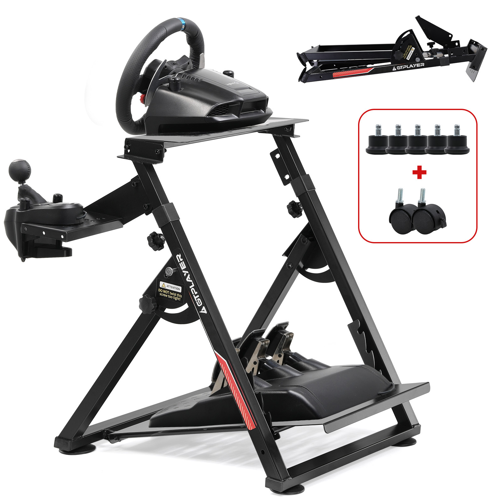 Steering Wheel Stand For , Racing With Gear Shift And Pedal Mount, Adjustable Tilt Angle Frame, Pro Edition