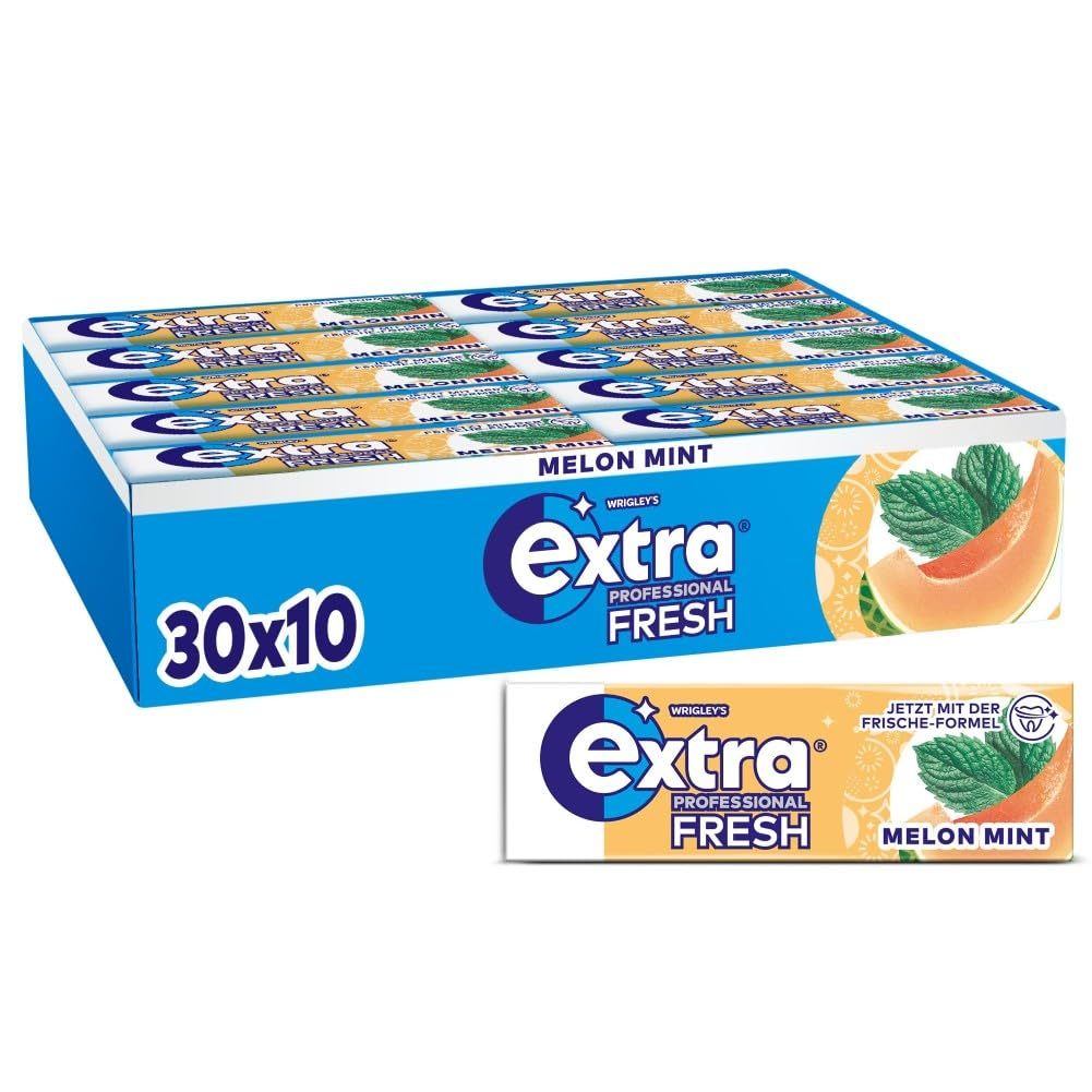 Extra Professional Fresh Melon Mint, Sugar-free Chewing Gum, Multipack With 30x10 Drops