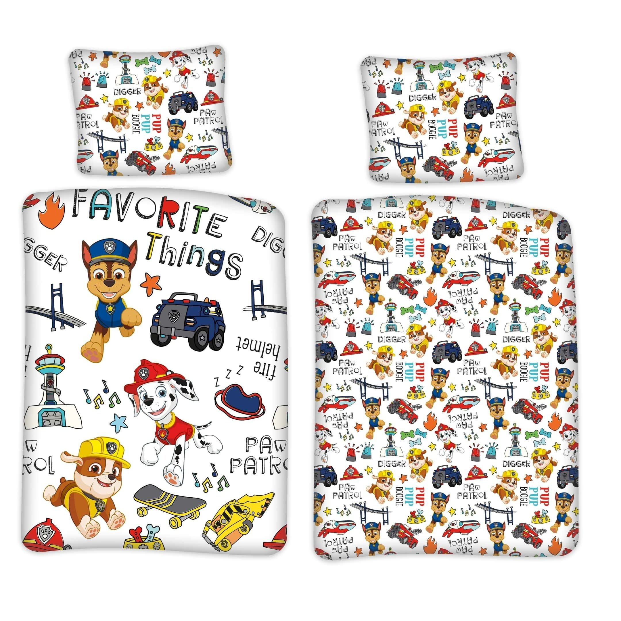 " Things" Reversible Bedding Set - Duvet Cover 135x200 Cm, Pillowcase 80x80 Cm, German Size, 100% Cotton, On Bedding