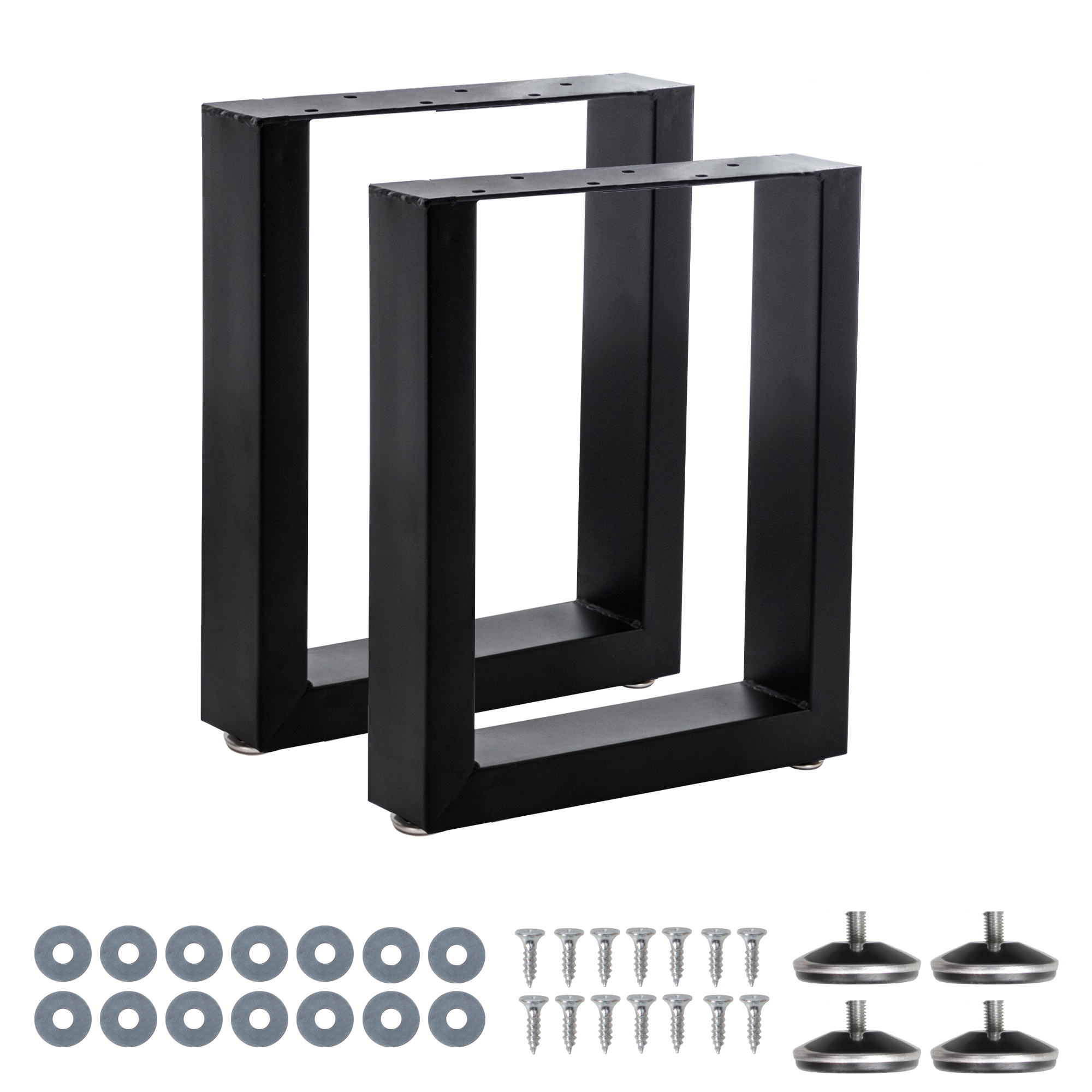 2x Metal Table Legs For Benches, Right-angled Table Feet With Floor Protectors, 40x43cm, Black, For Living Room, Office, Desk, Bench, Modern Furniture Legs, Durable Metal Legs, High-quality Metal