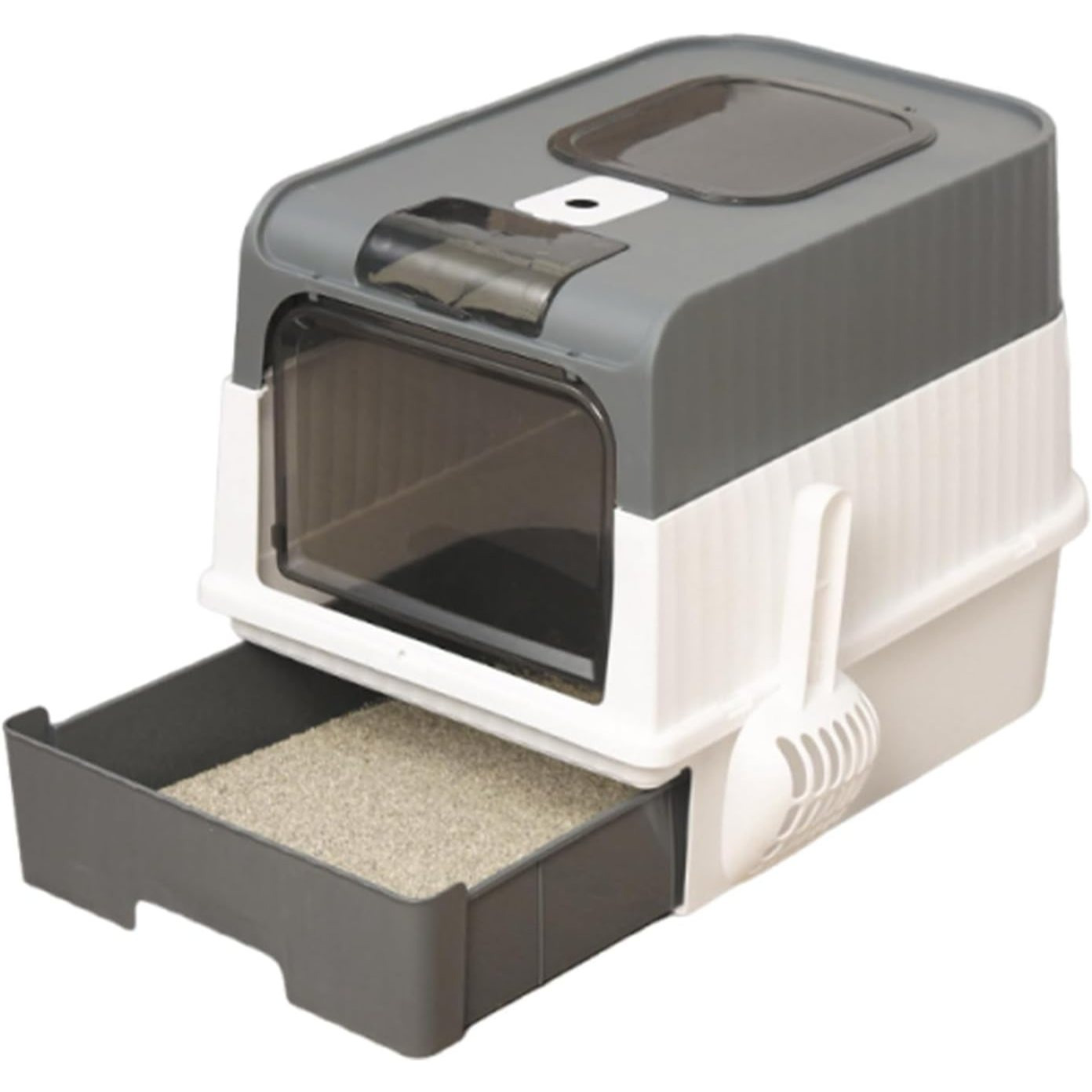 TEMU de Arena para Gatos Espaciosa con Arenero - A Prueba de Fugas, Diseño Plegable, Soporta 14.97 KG, Pala, para , Construcción Duradera de