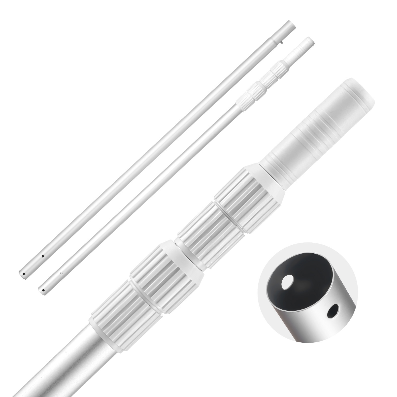 Image of Vevor Pool Pole, .65 Mm Telescoping Swimming Pool Cleaning Poles, Professional Adjustable Telescopic Pole With Extension Pole, Heavy Duty Cleaner Stick For Skimmer Net, Rake, Brush, Vacuum Head