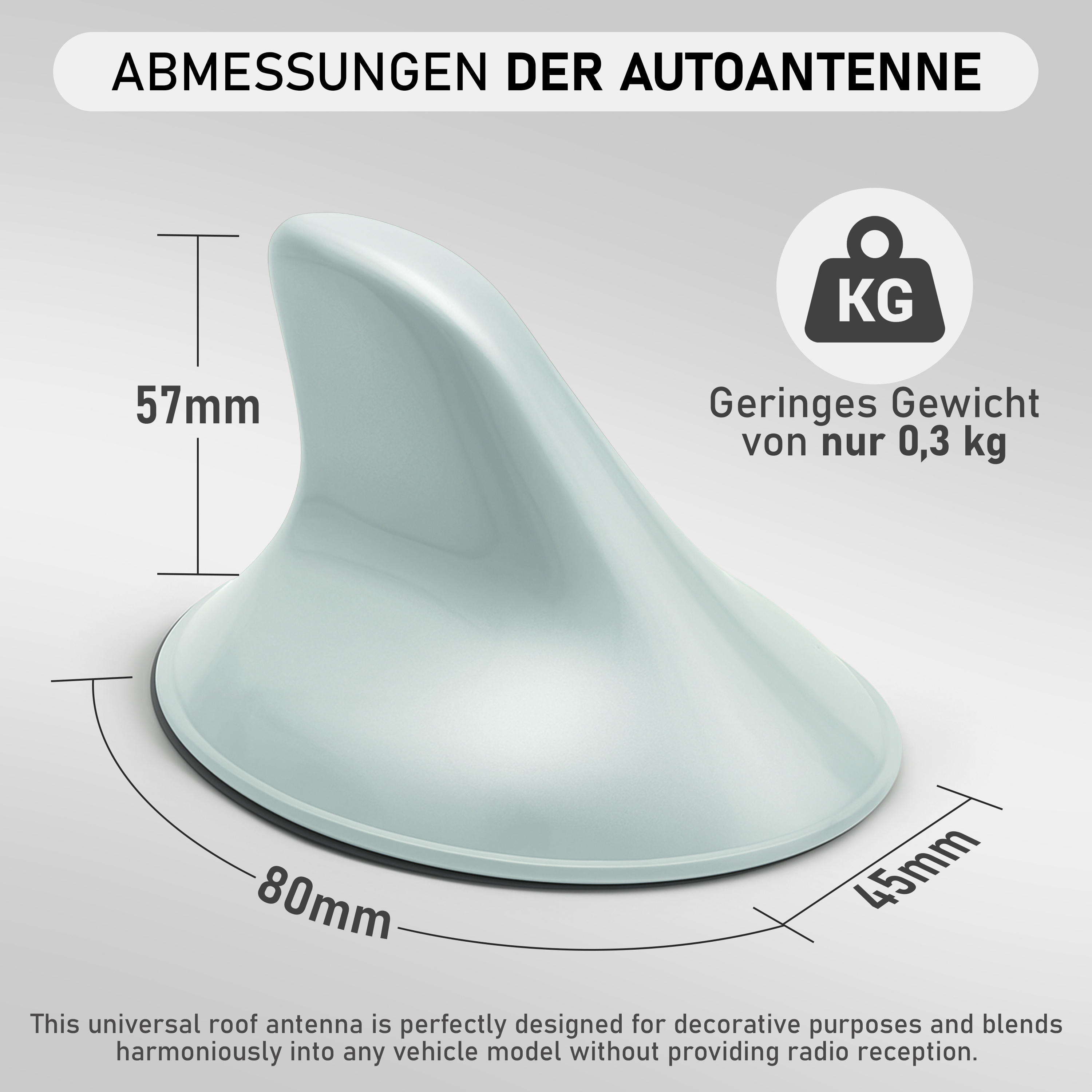 Image of Roof Antenna Decal 45x80x57mm, Decorative Car Antenna Sticker For Cars, Suvs, Trucks, . Exterior Decoration, Fake Antenna Decoration In White