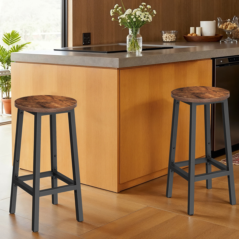 TEMU Juego de 2 Taburetes de Bar, Taburetes de Cocina, con Reposapiés, Altura 65 cm, para Salón, Comedor