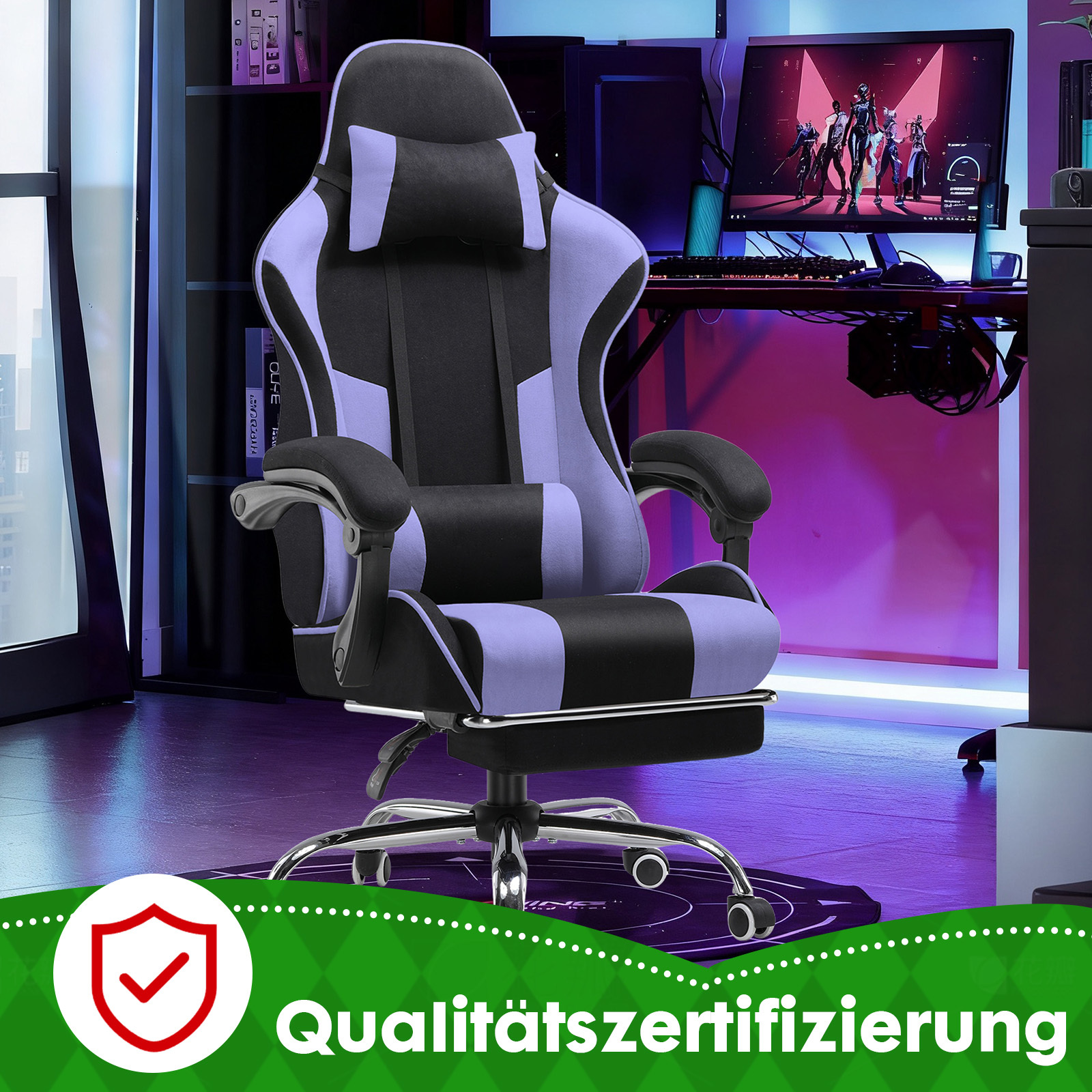 Ergonomic Gaming Chair With Adjustable Lumbar Support And Headrest, Adjustable Backrest And Height, Suitable For Office Work And Gaming.