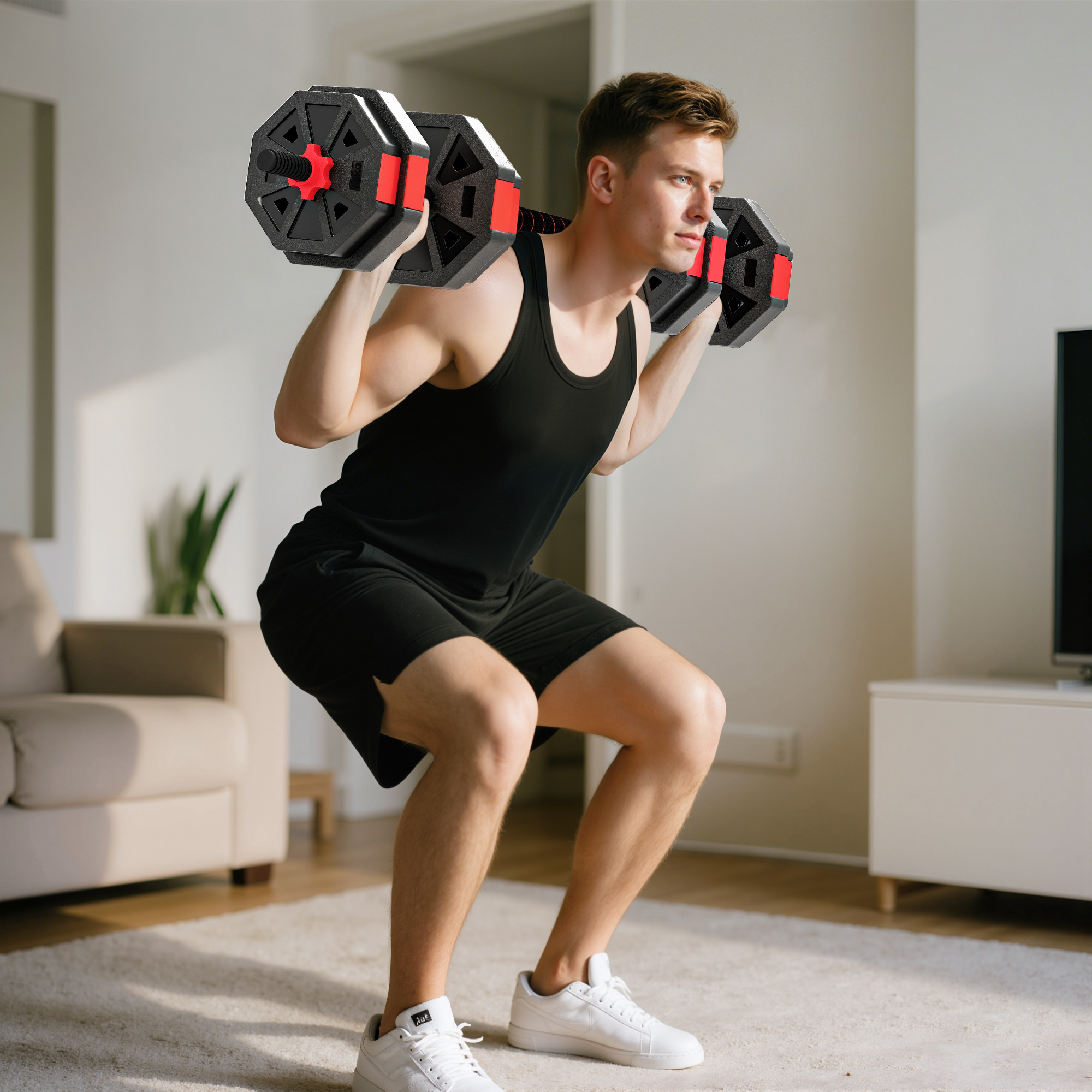 Image of 6-in-1 Dumbbell Set Adjustable Dumbbells Short Dumbbells Long Dumbbells 15 Kg Dumbbell Set With Connection Pipe Short Dumbbell Set For Home Strength Training