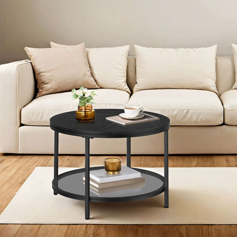 TEMU Table Basse, Table de Salon, Table Canapé Apéro, Façon Marbre, Support en Verre Trempé, Facile à Assembler, pour Salon, Style Moderne