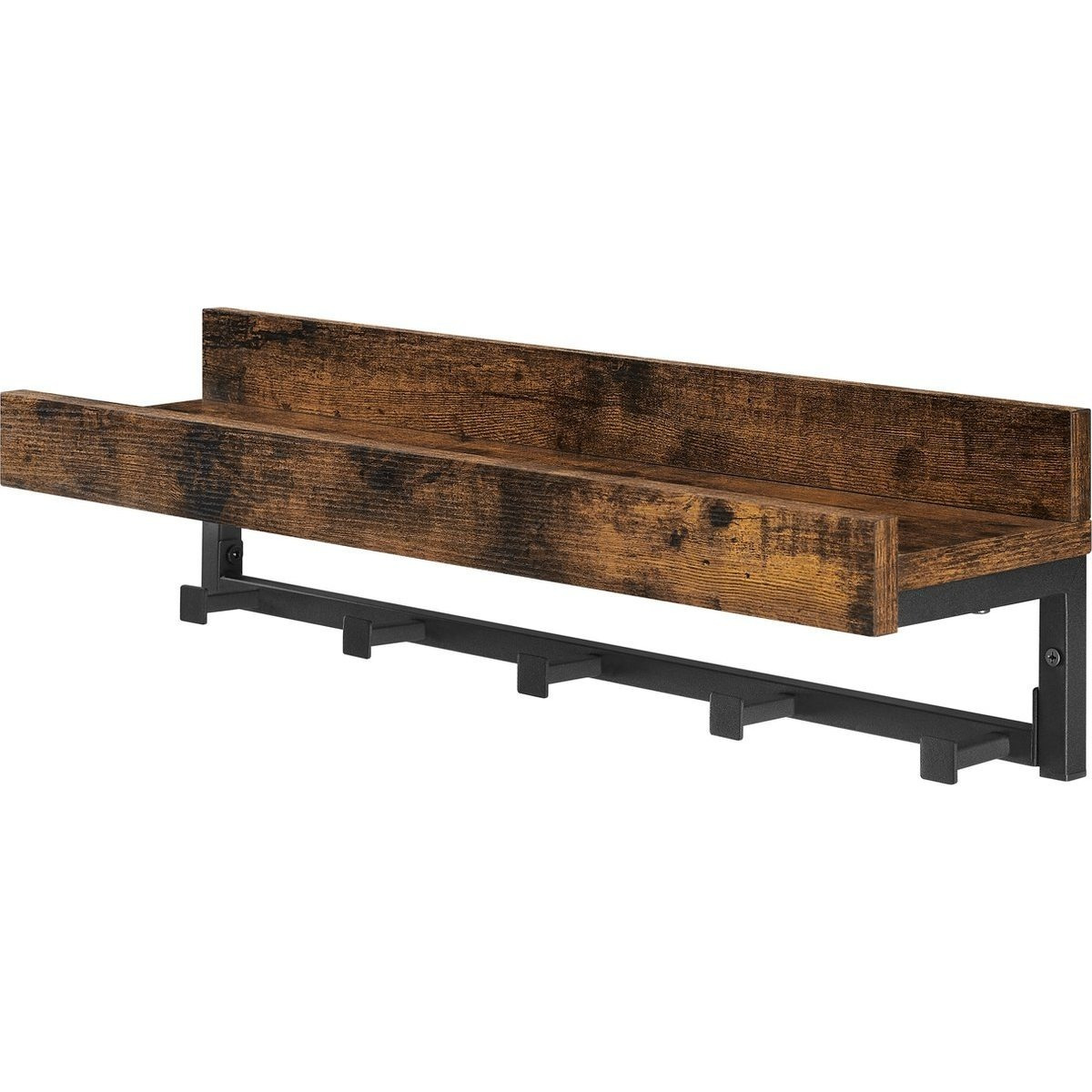 Image of In.homexl - - Coat Rack With Shelves - Vintage Coat Rack, Industrial Style, With - 60x15x16 Cm, 5 Hooks