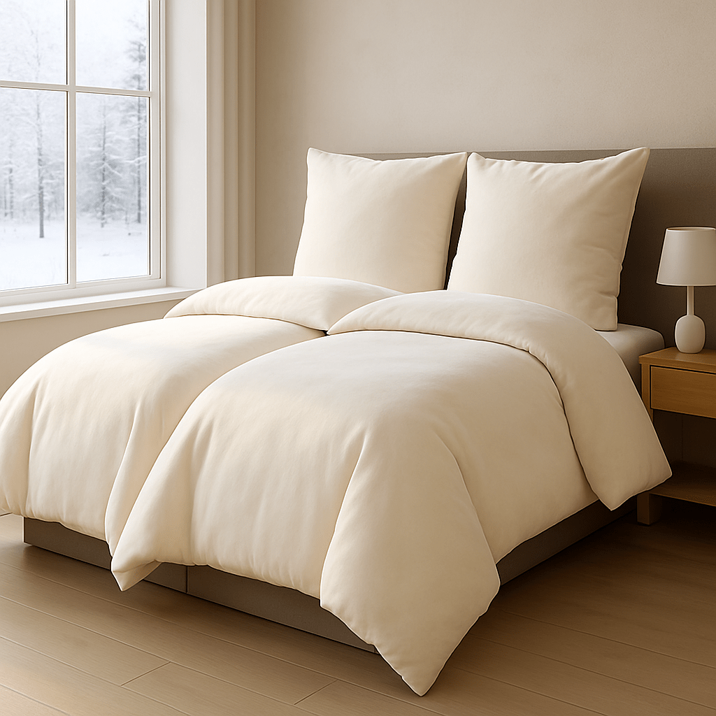 Image of 4pcs Plush 2x Bedding Set 135x200 Cm - Cashmere-touch Winter Fleece, 2x Pillowcase, Bedspread In Uni Colors & Head Pillowcase 80x80 Cm, Cuddly & Warm With Zipper Teddy Plush Winter Bedding Fleece.