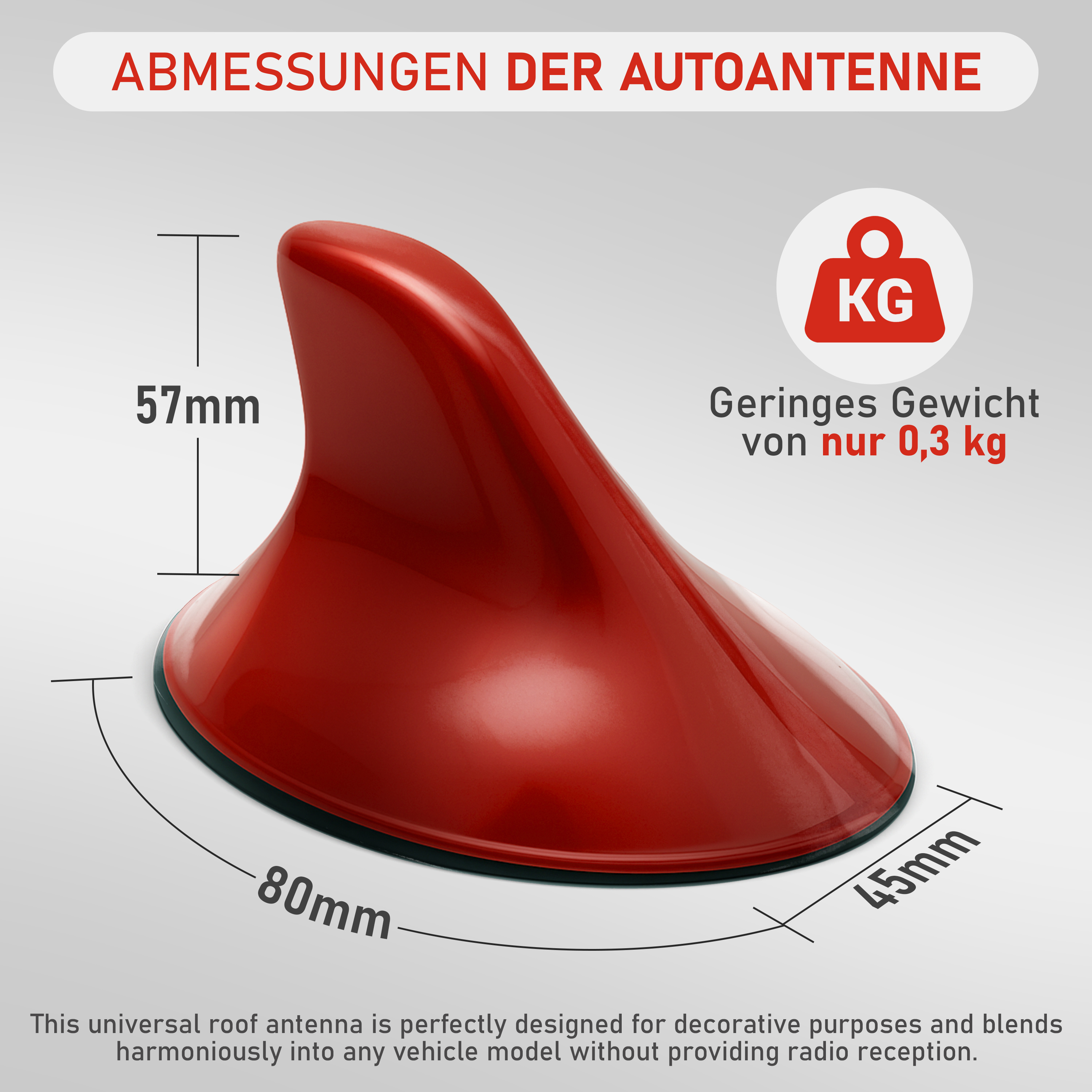 Image of Roof Antenna Decal 45x80x57mm, Decorative Car Antenna Sticker For Cars, Suvs, Trucks, . Exterior Decoration, Fake Antenna Decoration In Red
