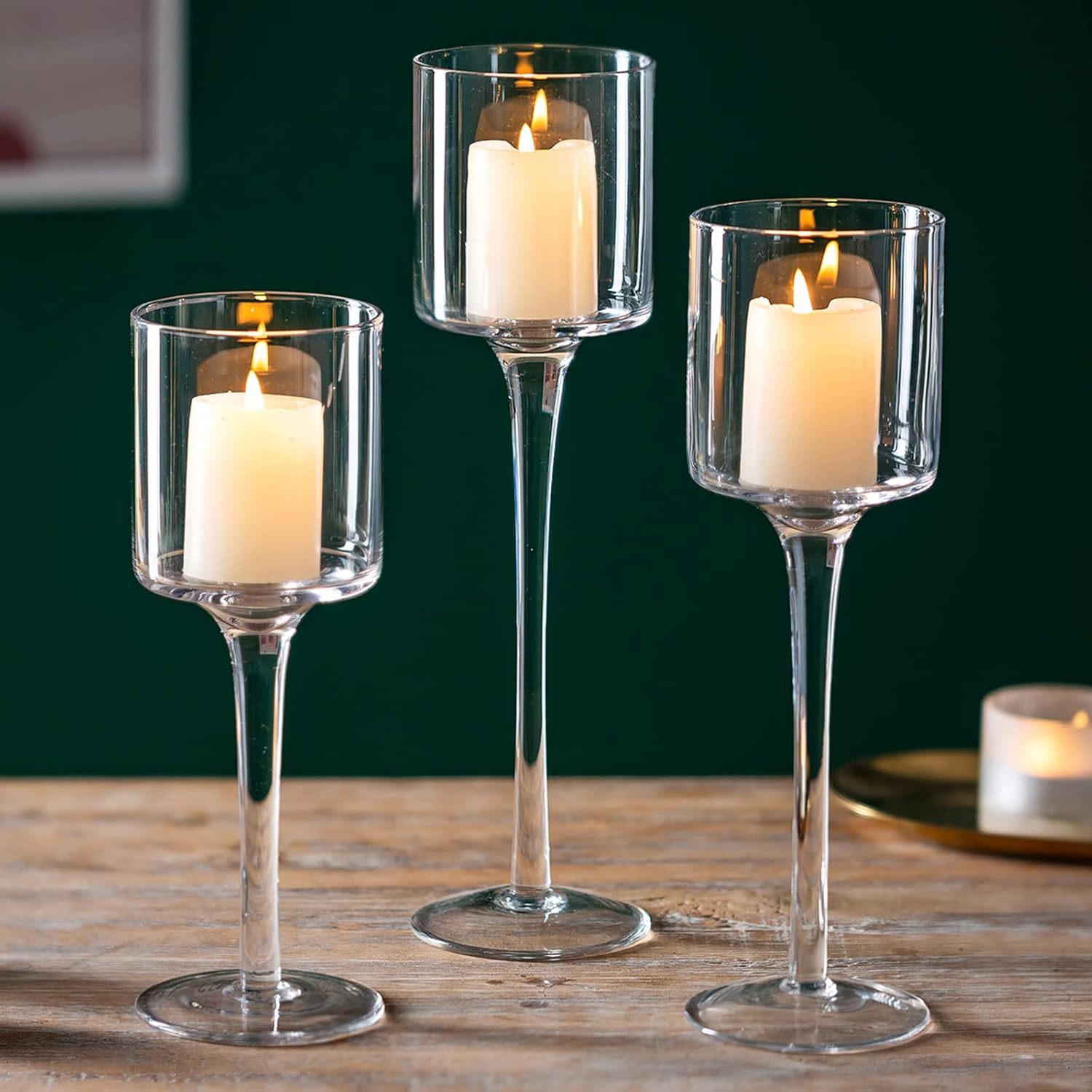 TEMU 3pcs Candle Holders Tea Light Candle Holders Tealight Candle Holders Tall Elegant Glass Stylish Design For Wedding Table Decoration