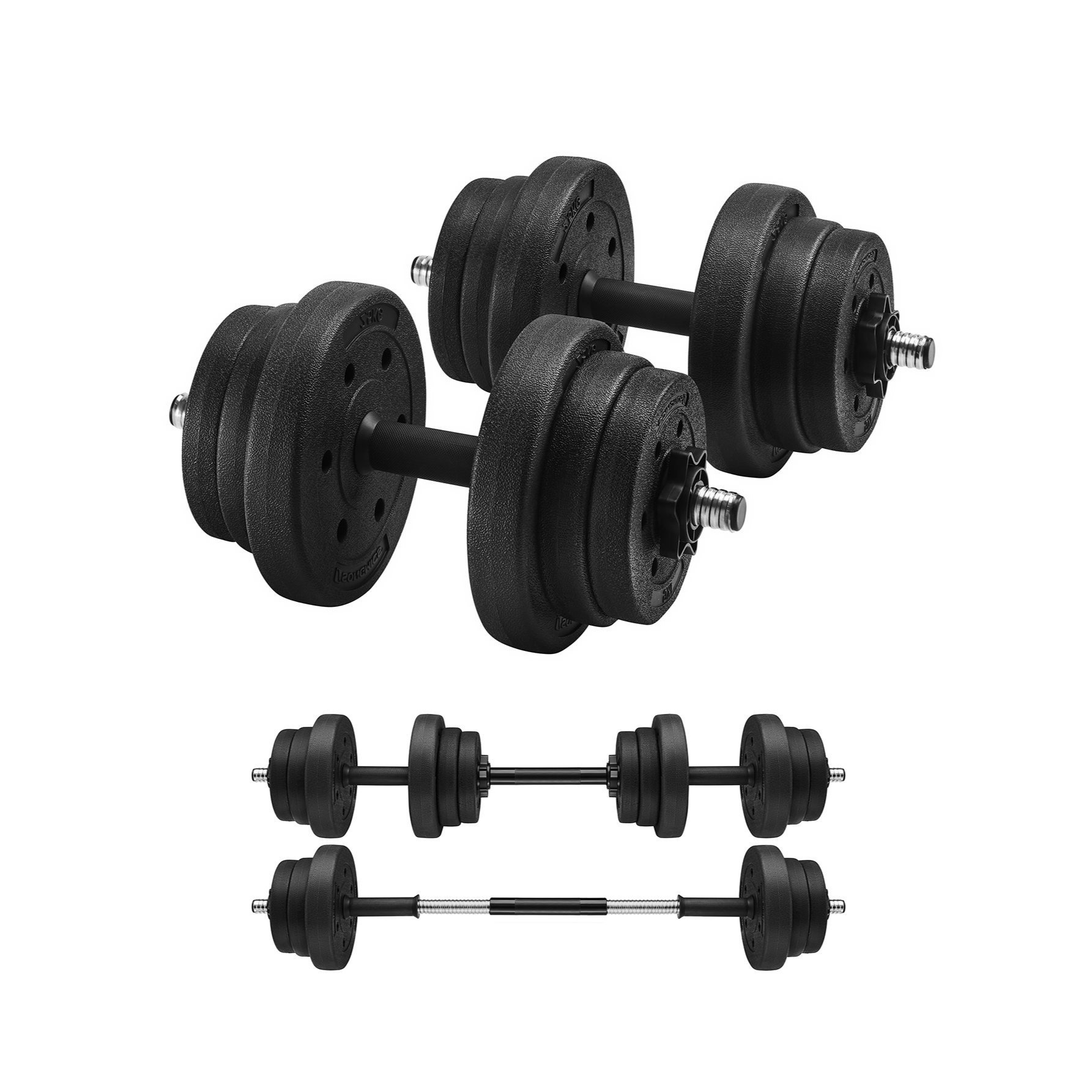 TEMU Juego de Mancuernas, 2 Mancuernas Ajustables de 10 kg con Barra de Pesas , Recubierta de Plástico, Equipos de fitness para hacer ejercicio