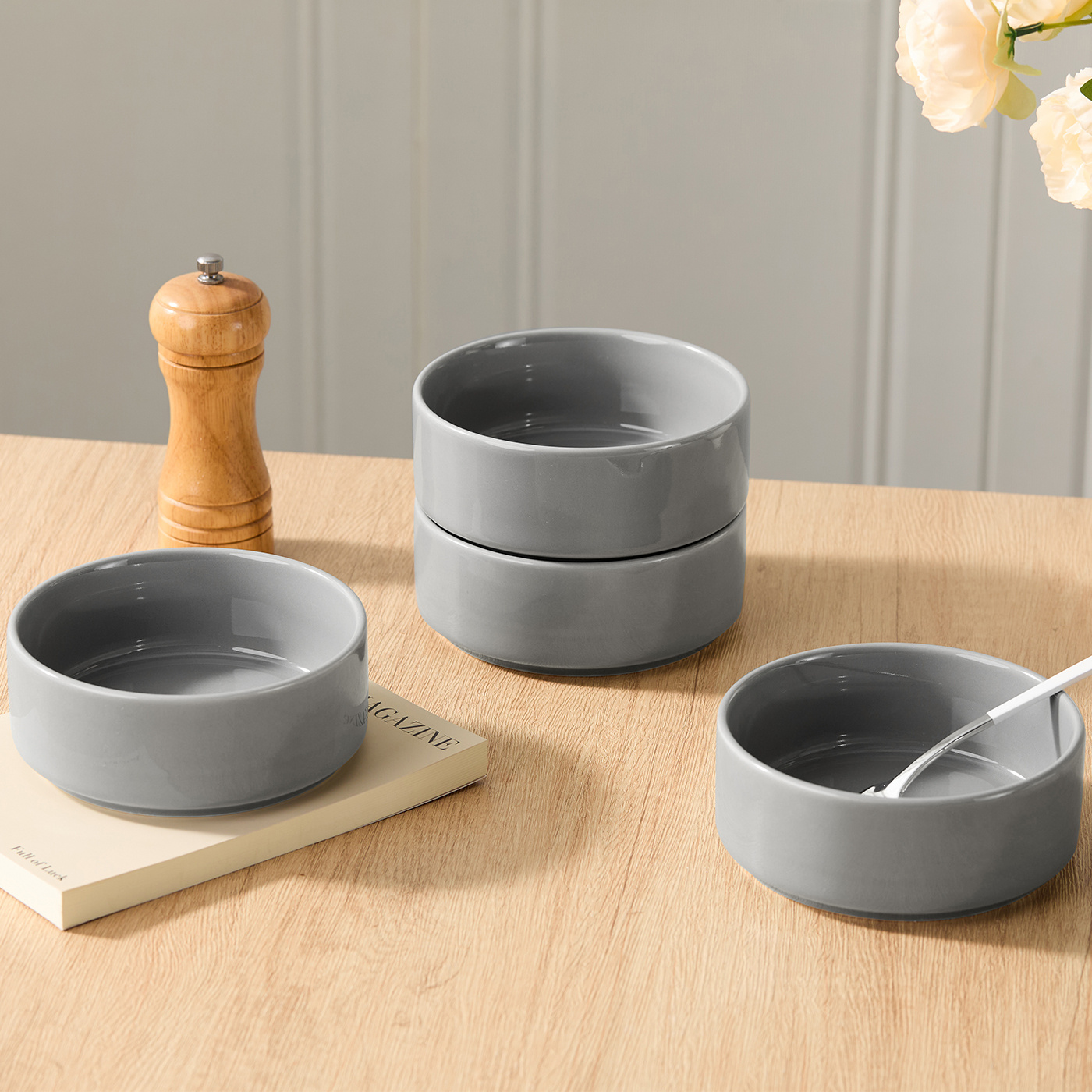 TEMU Set da 4 pezzi, 13.5 cm, 510 ml, Set di ciotole in ceramica da 6 pollici, Ciotola per , Ciotola per , Ciotola per avena, Ciotola per insalata,