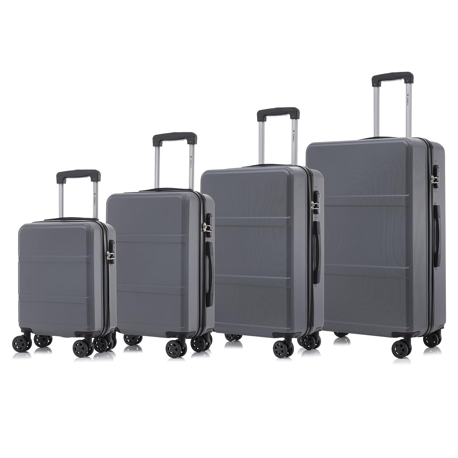 Image of Trolley Travel Suitcase Set, Rolling Carry-on Luggage, Luggage Set, Hardshell Travel Suitcase With 4 Wheels 360°, Combination Lock, Handle (4-piece Set, S, M, L & Xl)