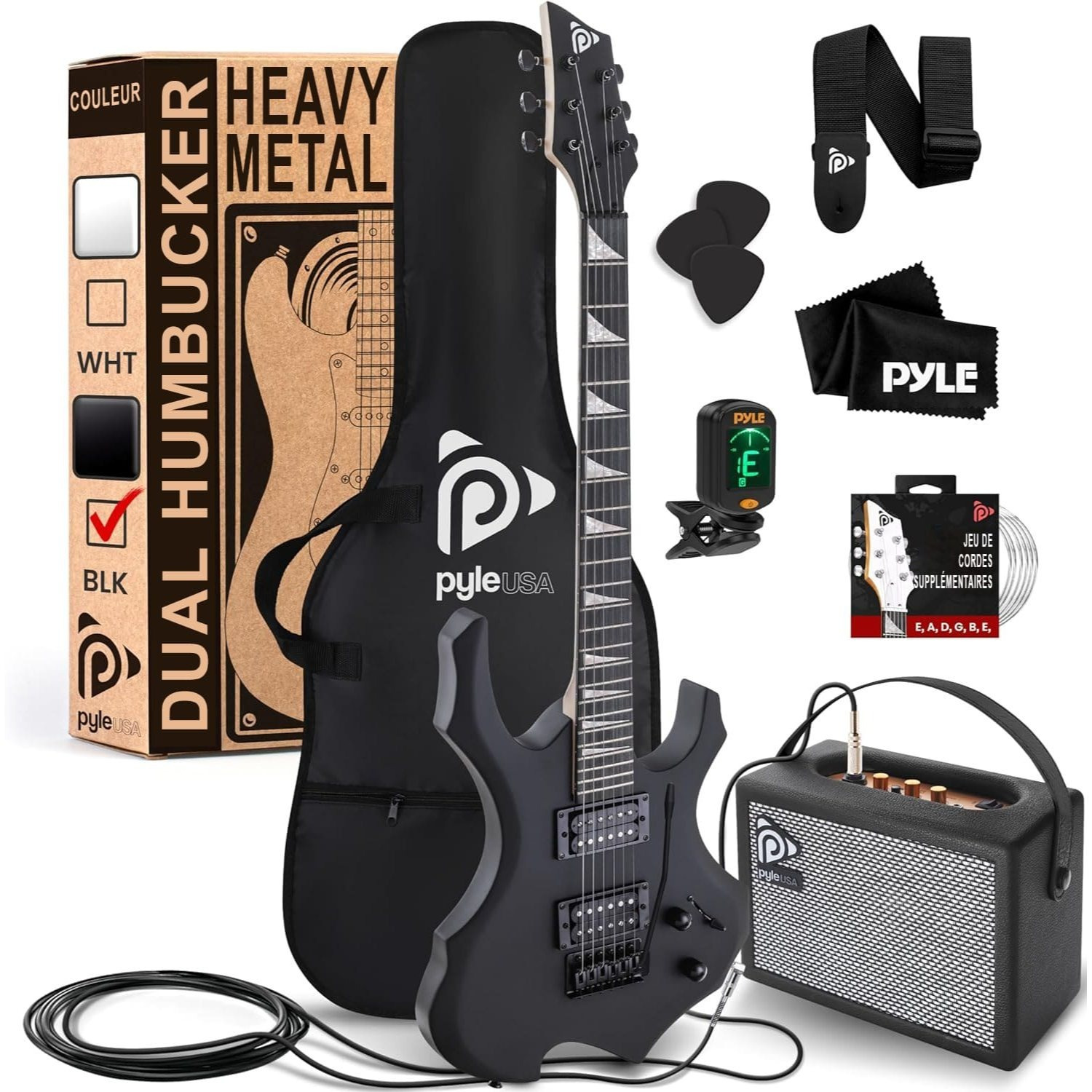 TEMU Guitare Electrique Heavy Metal EG Fire avec Kit Amplificateur-Guitare- Instrument Taille Complète avec de & Accessoires