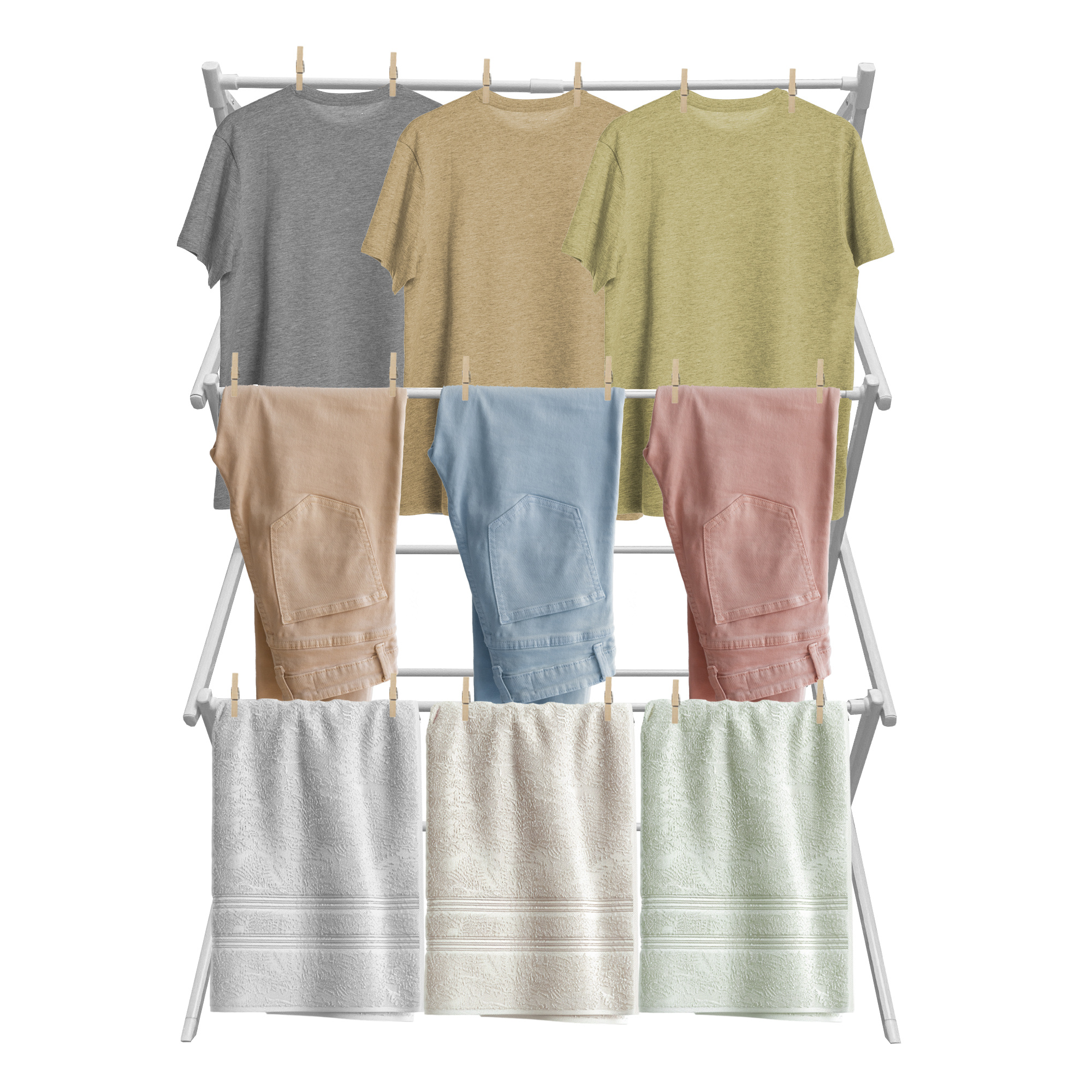 TEMU Tendedero Plegable Extensible Fold 3 | Estructura Metálica Blanca o / | Tendedero Vertical Compacto de Acero | Extensible 73 cm de Ancho | Ideal