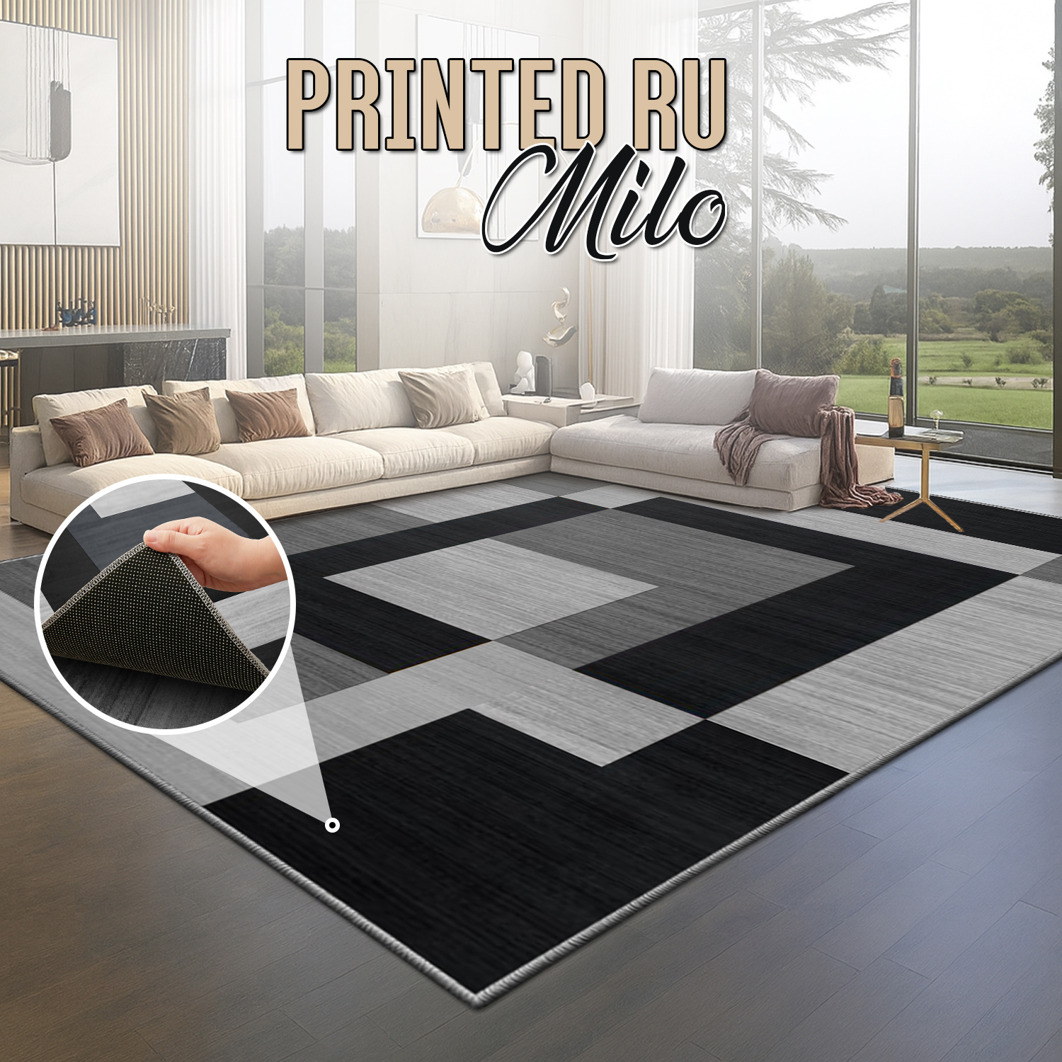 TEMU 1pc Large Premium Printed Rug – Non-slip Area Mat Washable Soft Printed Mat, 1.2cm Thick Sponge Mat Suitable For Living Room And Kitchen Floor