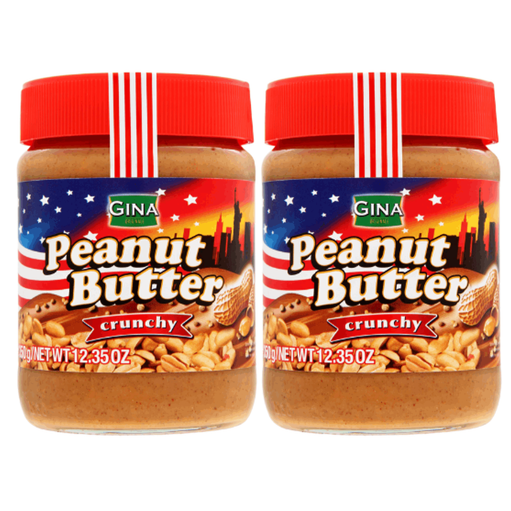 Gina Peanut Butter Crunchy | 2 X 350 G | Crunchy Peanut Butter In A Double Pack