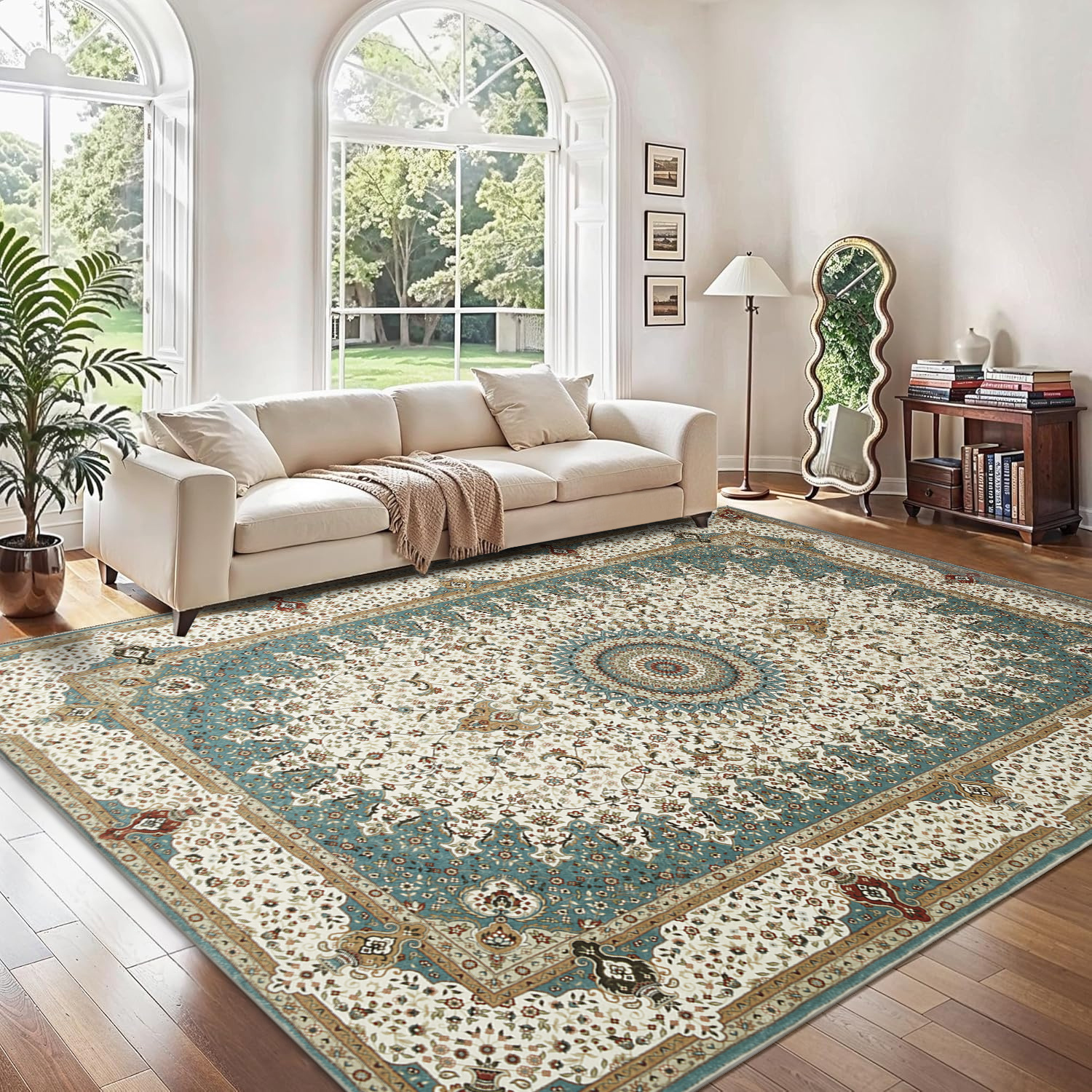 TEMU 1pc Large Imitation Cashmere Rug – Modern Abstract Rug & Soft Non-slip Area Rug, Bohemian Floor Mat & Stylish Large Home Carpet Perfect For
