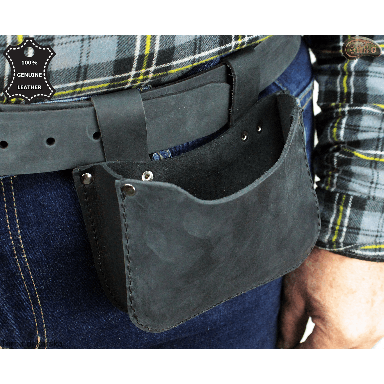 TEMU Leather Tool Bag on Screws, Tool Bag Made of on a Belt for Pants, Tool Belt | Handmade with Care | Bag for Workshop Tools | Pouch for Nails,