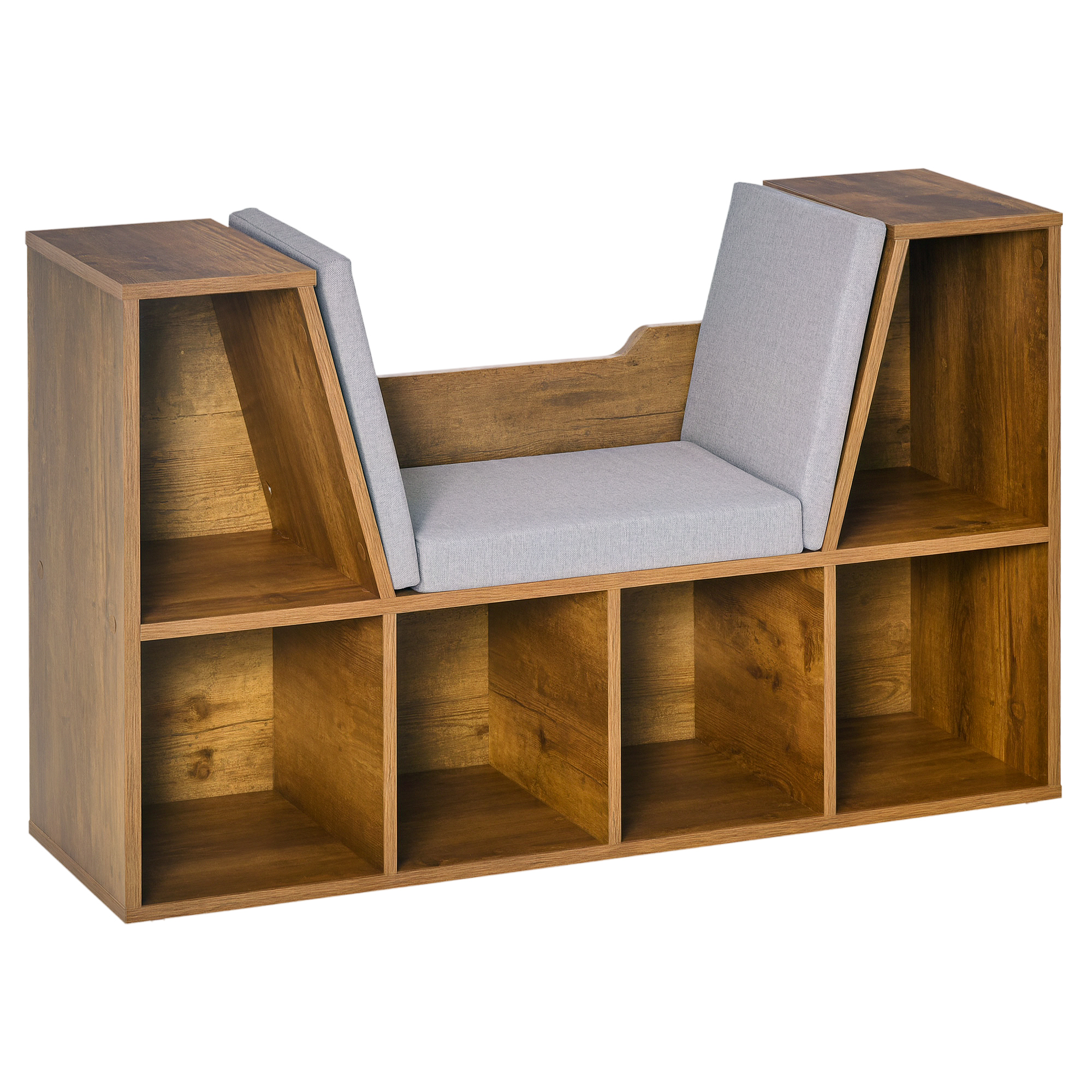 TEMU banc avec coussins de siège, étagère cube 6 compartiments et 2 niveaux, meuble de rangement pour salon, chambre à coucher, bureau, 102 x 30 x 61