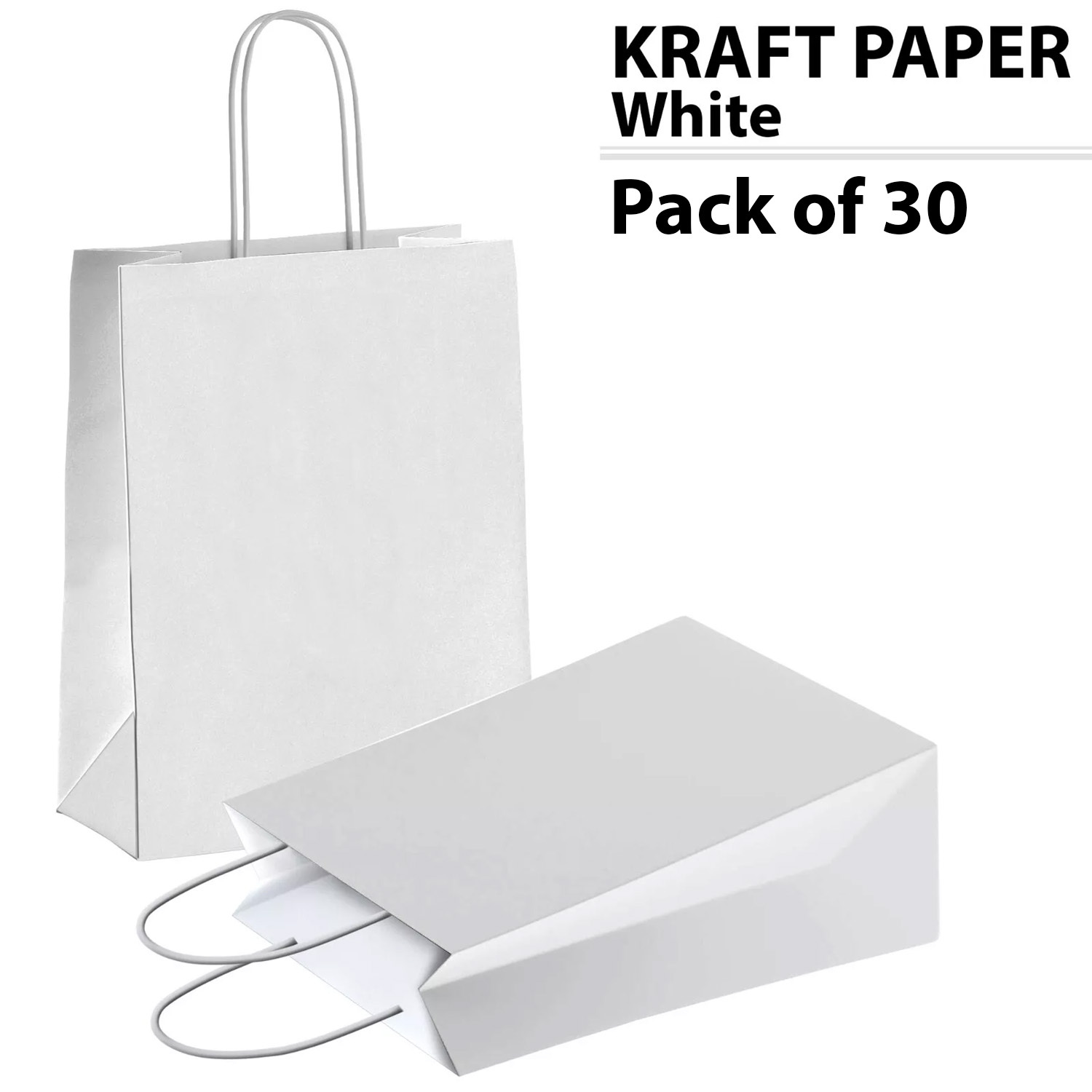 TEMU 30 Pack White Paper Gift Bags With Handles 18 X 22 X 8 Cm, Strong 2kg Capacity Reusable Party, Retail, Weddings & Gift Bags