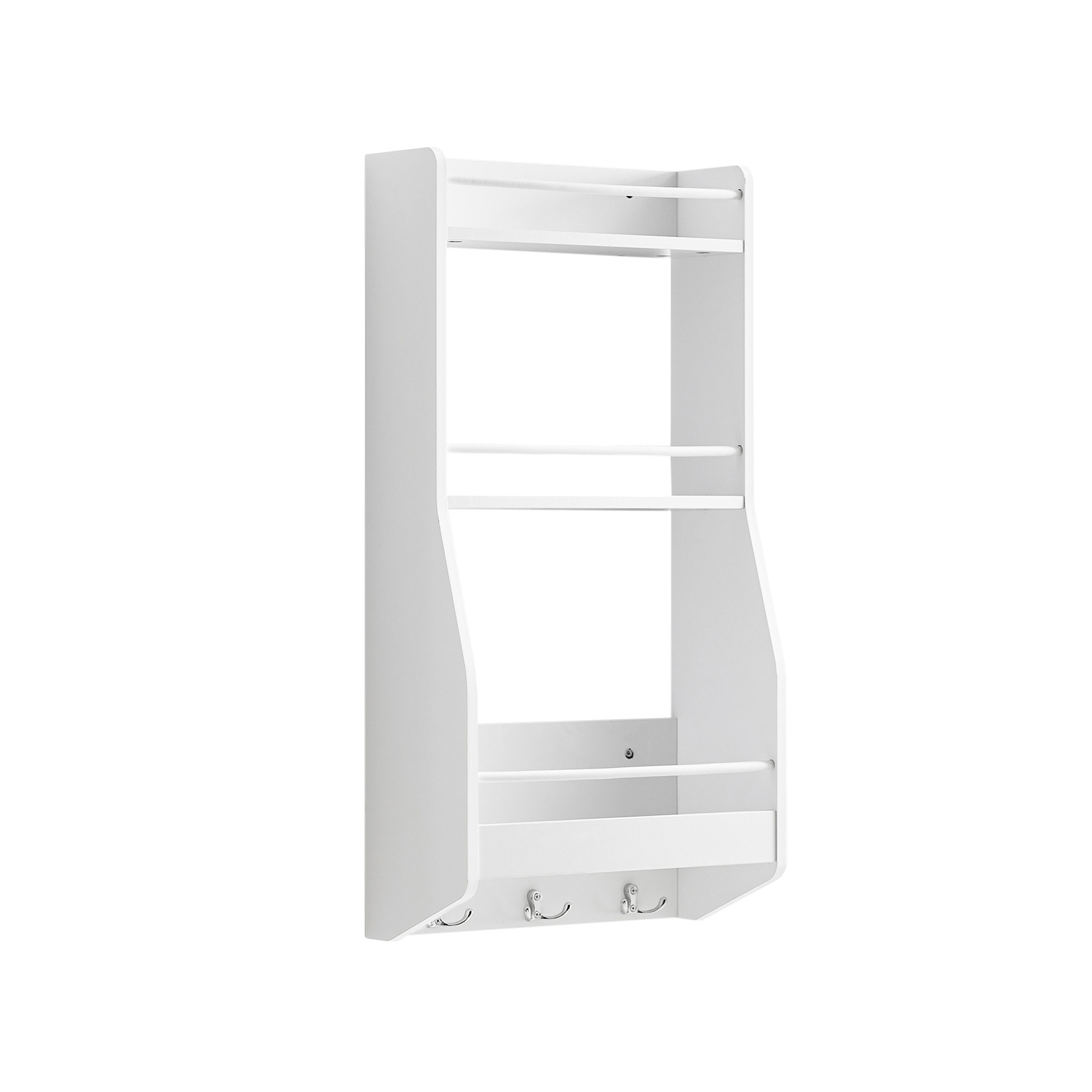 1pc Wall-mounted Hanging Shelf, Spice Rack, Kitchen Storage, Bathroom Shelf With 3 Hooks, 38x17x75 Cm, Lds23-x