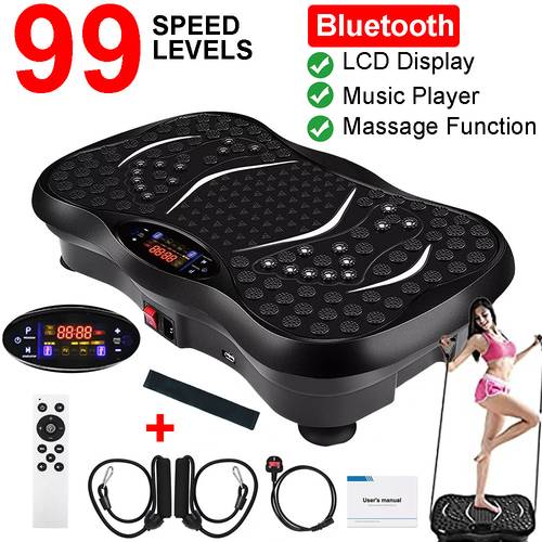 power vibration plate exercise machine 99 levels 10 bluetooth remote controlhome fitness equipment full body workout fat toning