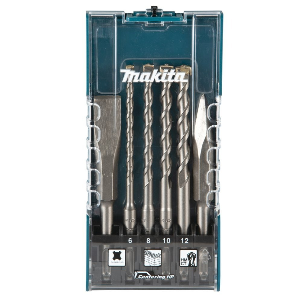Image of Makita E-15746 Sds-plus Drill Bit & Chisel Set 6pcs – Concrete Drill Bit With Centering Tip