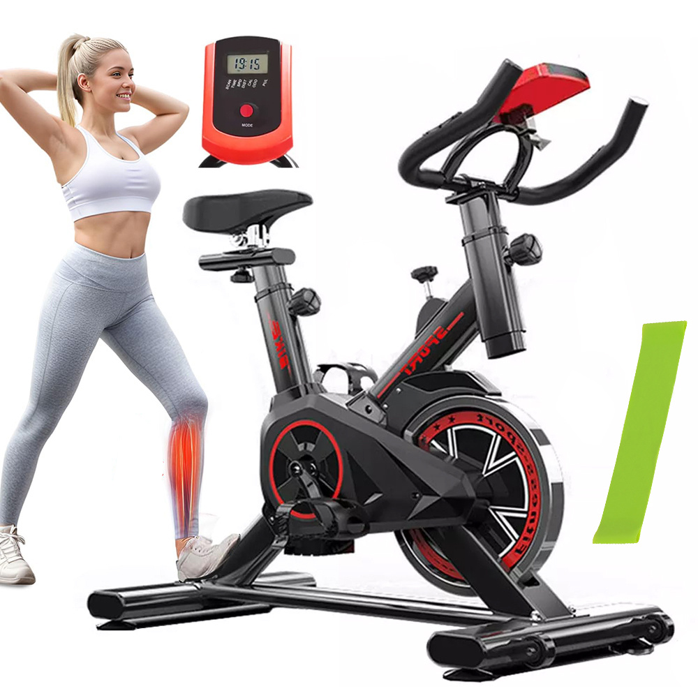 indoor exercise bike silent cycling trainer with lcd monitor adjustable   heart rate sensorcapacity home fitness   with stand water bottle holder without battery details 0