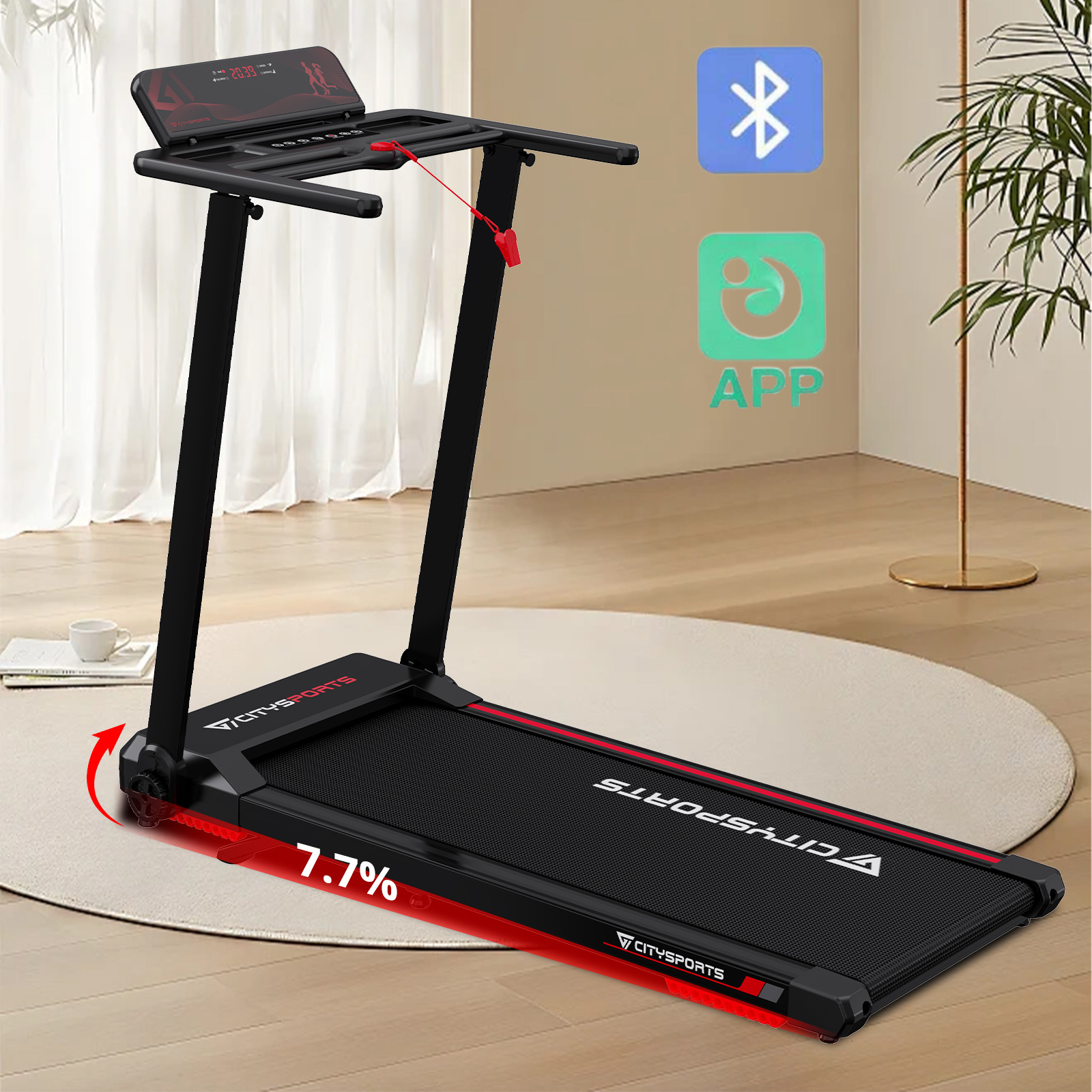 TEMU Treadmill For Home, Walking Pad, Foldable Treadmill For Home, 1-12km/h Treadmill, With Led Display, App And Compact Treadmill For Home And
