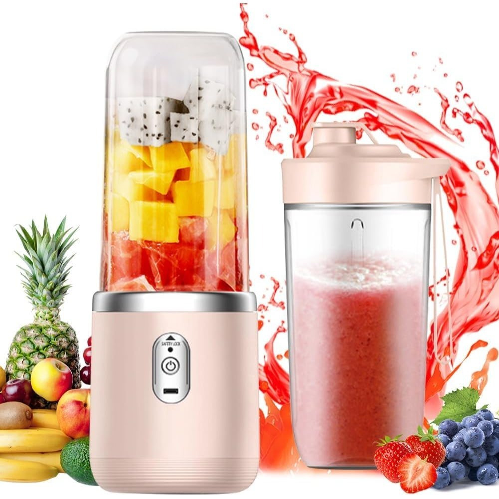 Portable Usb-rechargeable Juicer Cup With 2 Cups- Multifunctional Electric Blender For Smoothies, Ice & - Ideal Christmas & Halloween Gift, Best For Christmas