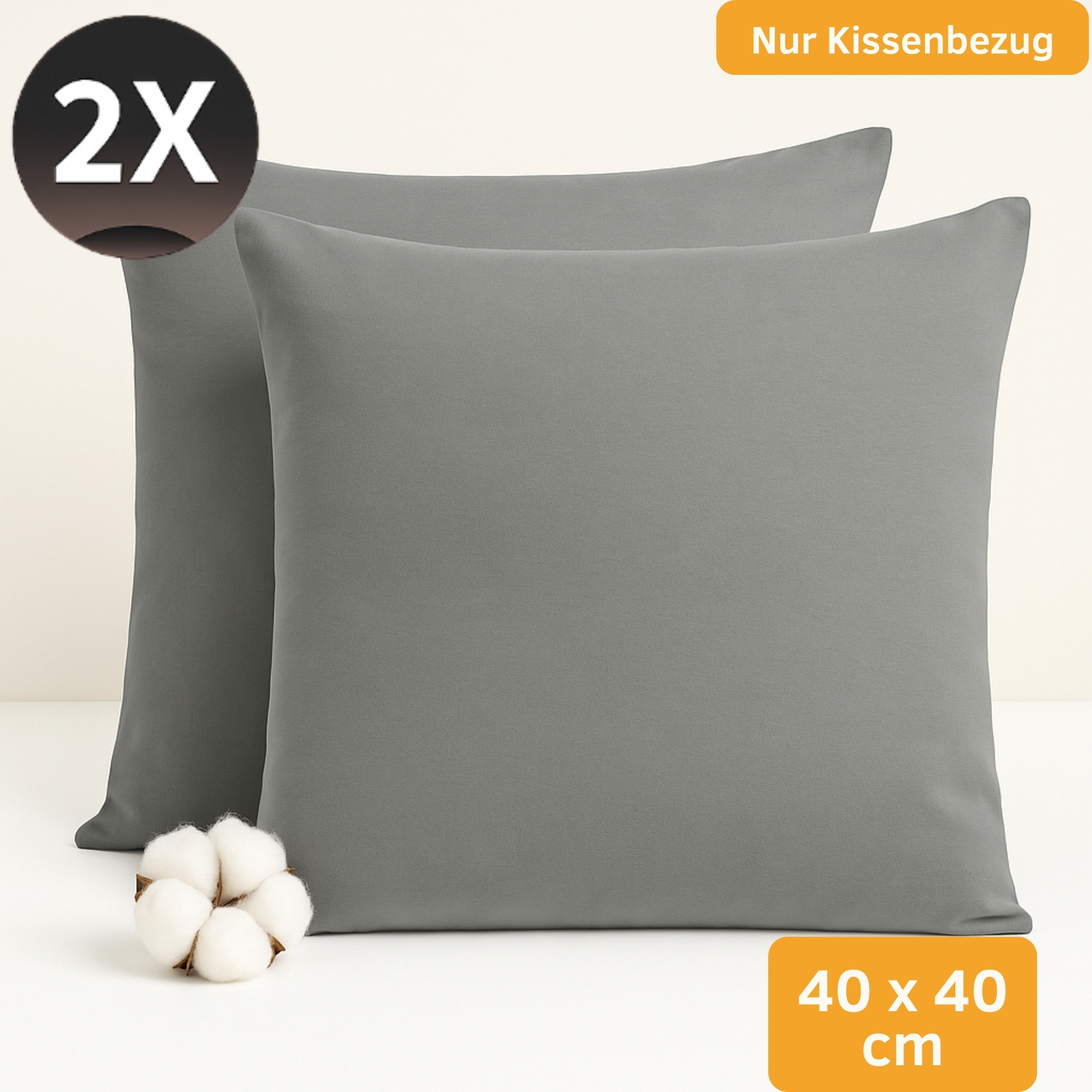 E-shop 2er Set Kissenbezüge – 100% Baumwolle Jersey, , Atmungsaktiv & Strapazierfähig, Waschbar, Premium Kopfkissenhüllen