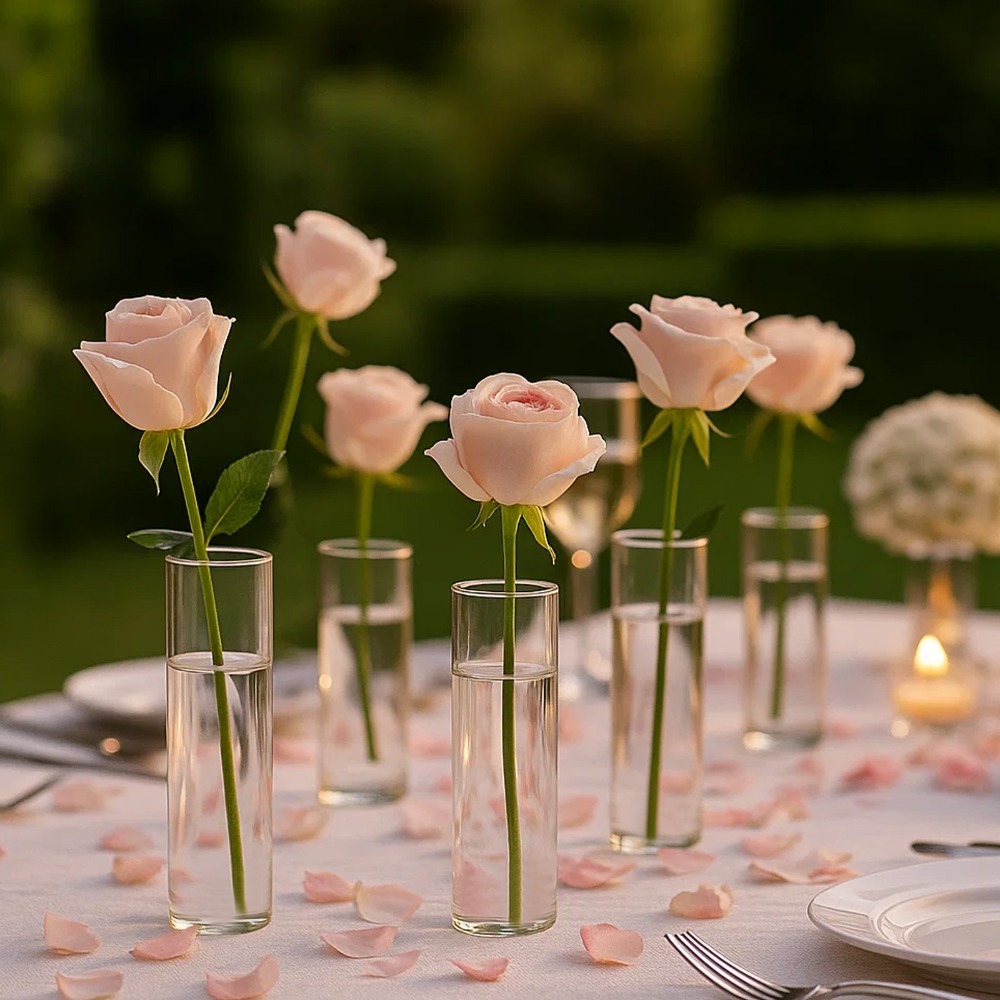 Image of 12 Transparent Glass Vases Cylinder Vase Small Glass Vases For Wedding Decorations, Floating Candle Holder Home Table Vases