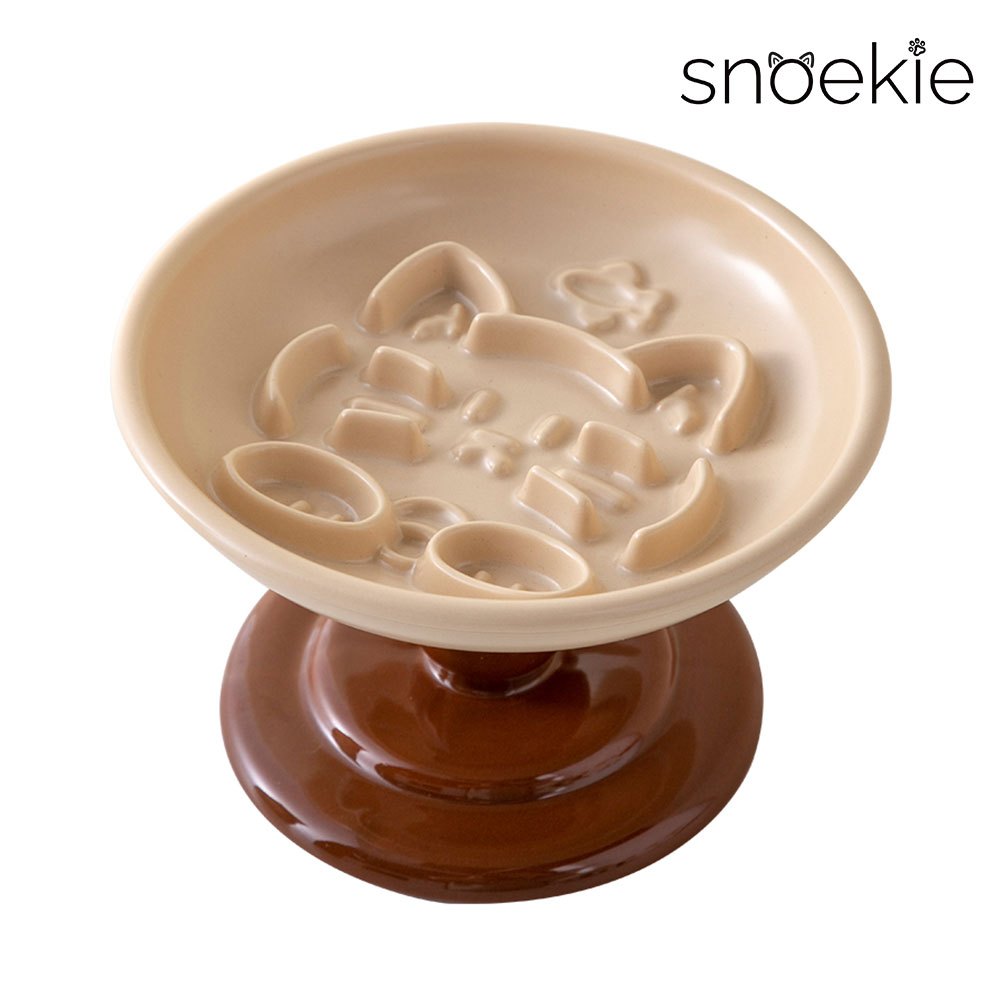 Elevated Porcelain Pet Bowl 17×17×11 Cm – Anti-spill Design, Dishwasher Safe, High-temperature