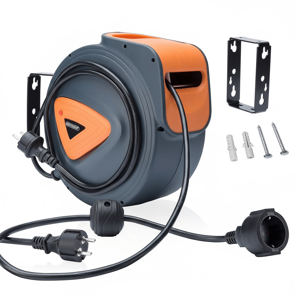 TEMU MONZANA® Bobine de Câble Automatique 15M + 1.5M Rotative à 180° Montage Mural Auto-Retractant Enrouleur de Câble Automatique Montage au Plafond