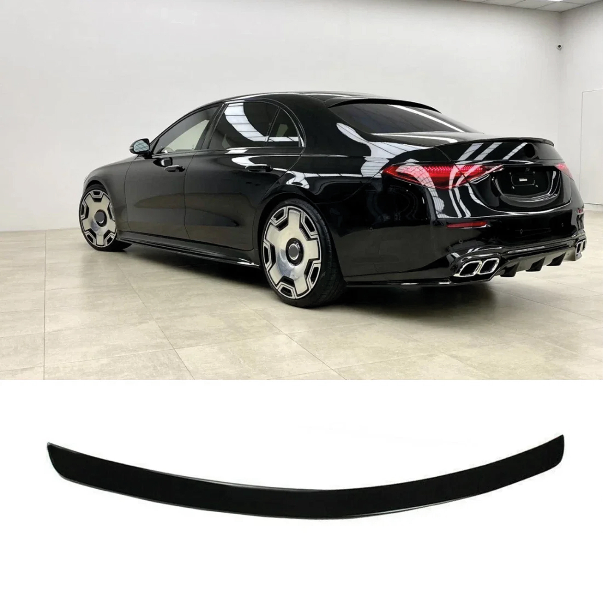 Image of Rear Spoiler For Mercedes W223 2021-2024 S450l S580 Sedan 4-door Gloss Abs Plastic Enhances & Style, Car Exterior Upgrade | Dynamic Design | Highquality Spoiler