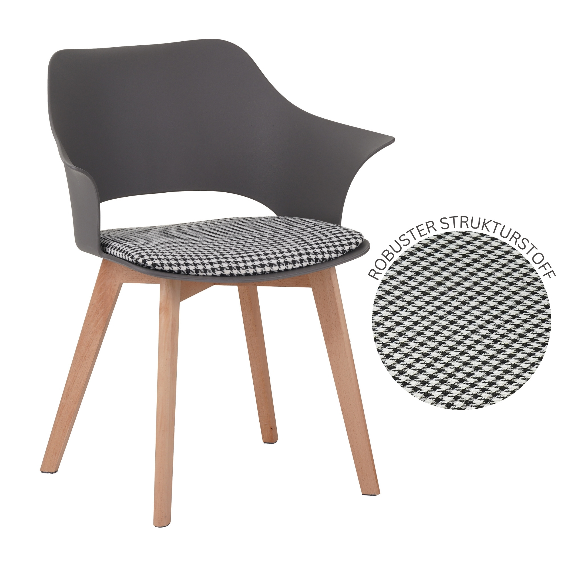 Image of Dining Room Chairs 4pcs Set , Gray, White, Green - Legs Made Of Solid Wood, Scandinavian Retro Design, Comfortable Shell Chair - Elegant Kitchen Chair, Chair For Dining Table