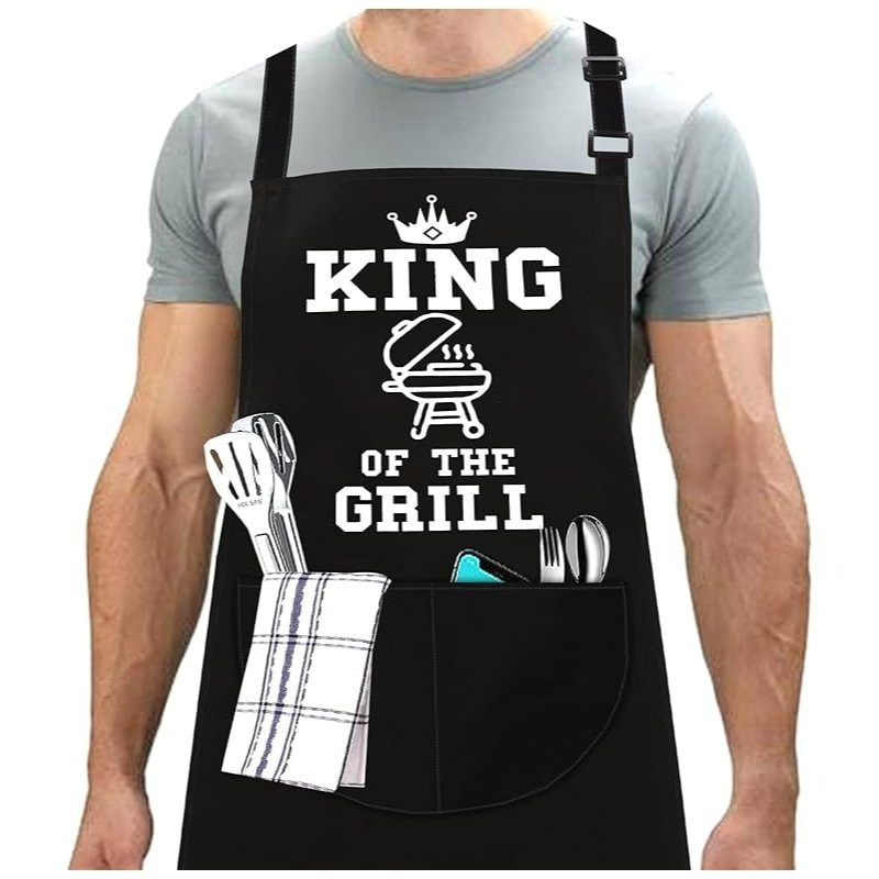 TEMU | Aprons For Men Women Ladies Aprons | Professional Cooking Aprons With 2 Pockets | Adjustable Kitchen Apron For Baking, Bbq, Grilling,