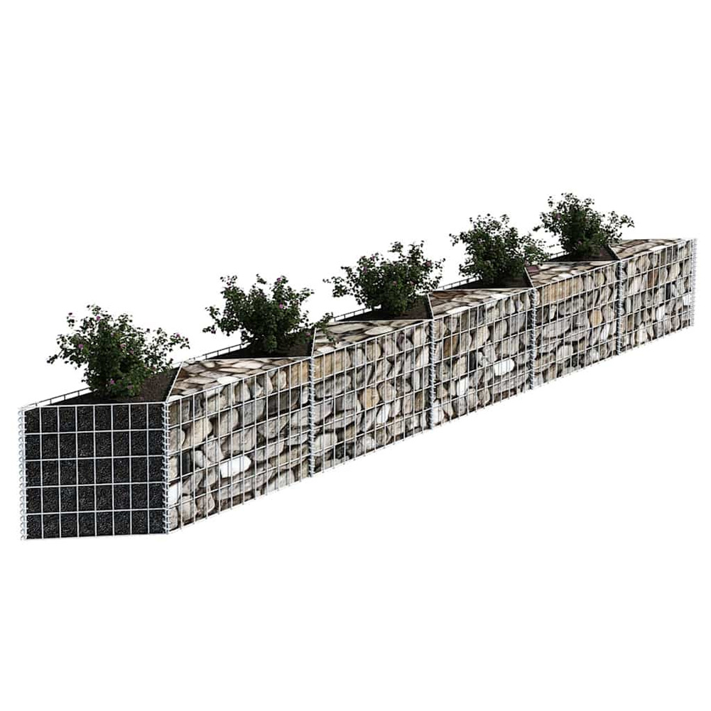 Image of Bakaji Gabion Basket For Garden And Stones In Galvanized Steel, Double Chamber Metal Basket Resistant To Weather And Durable, Support Walls Fences 300 X 30 X 50 Cm