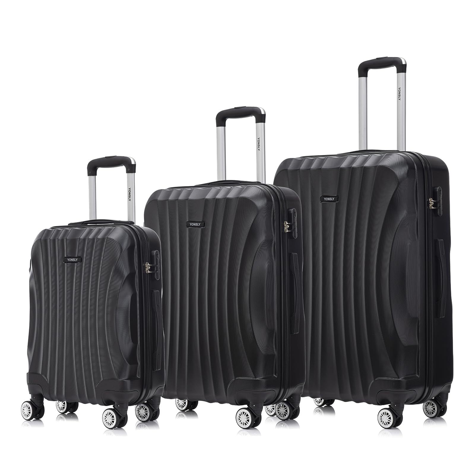 Image of Trolley Luggage Set, Rolling Carry-on Suitcase, Luggage Set, Hard Shell Travel Suitcase With 4-wheel 360° Rotation, Combination Lock, Handle (3-piece Set, M, L & Xl)