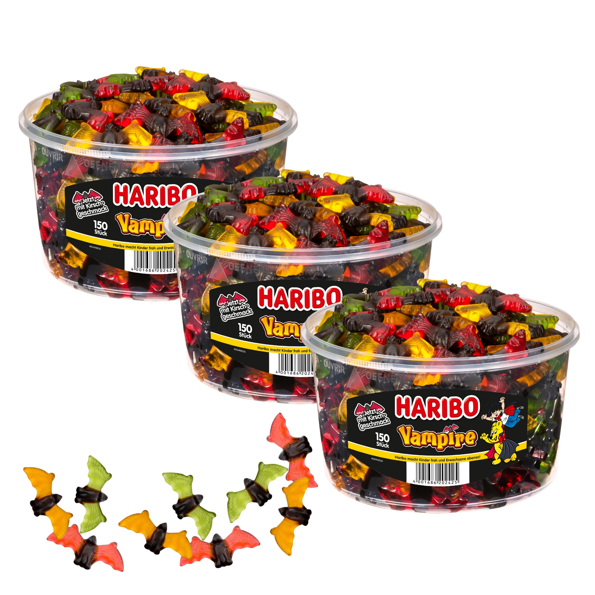 TEMU Haribo Vampire 3-pack – 3×150 Pieces Fruit Gummy-licorice Mix – Storage Tin For Halloween, Parties & Snacks
