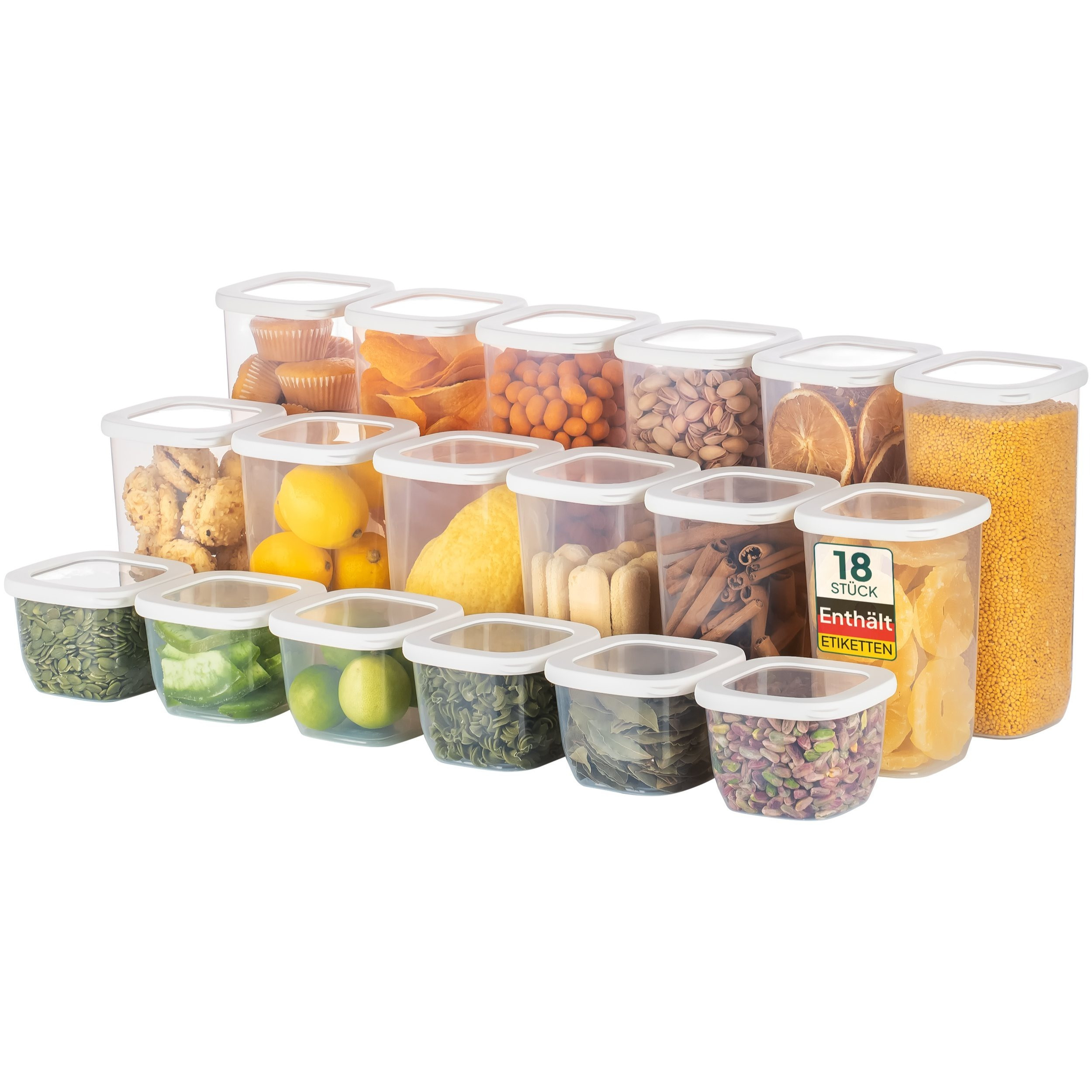 Airtight Storage Containers With Lids, 18-piece Set - Kitchen Food Storage Containers | Airtight Storage Box Set Including 80 Labels | Bpa-free & Dishwasher- Containers