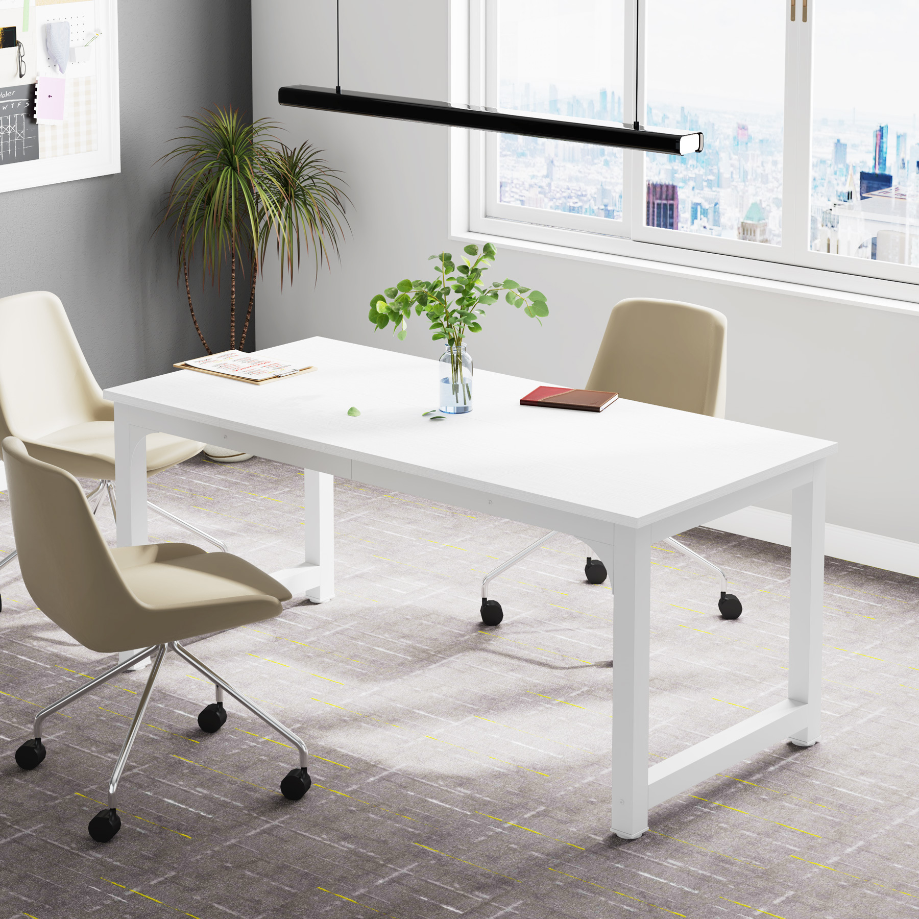 160x80x75cm White Computer Desk, Home Office Workstation And Conference Table For Office Use.