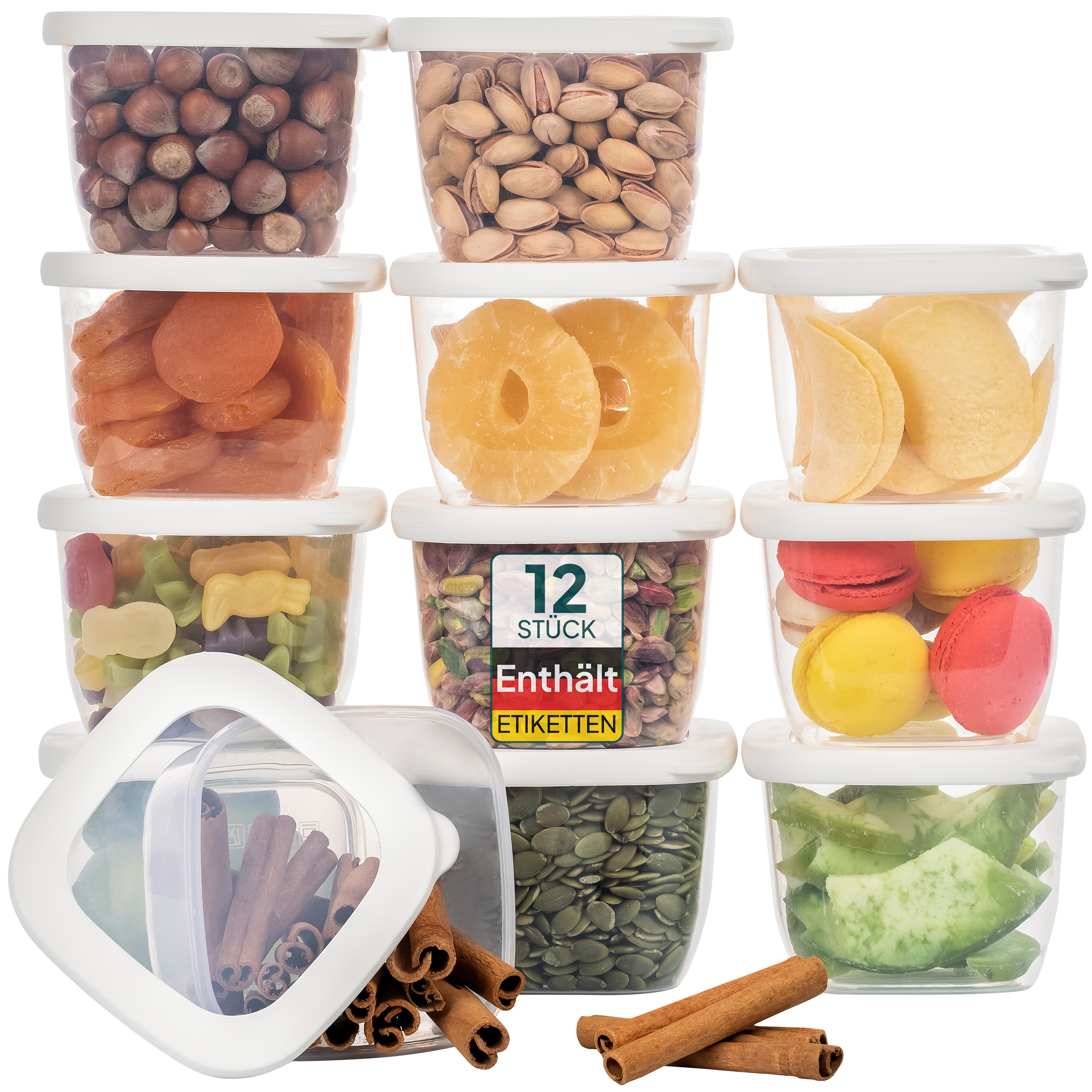 Image of Airtight Storage Containers With Lids, 18-piece Set - Kitchen Food Storage Containers | Airtight Storage Box Set Including 80 Labels | Bpa-free & Dishwasher-safe Storage Containers - 12x550ml