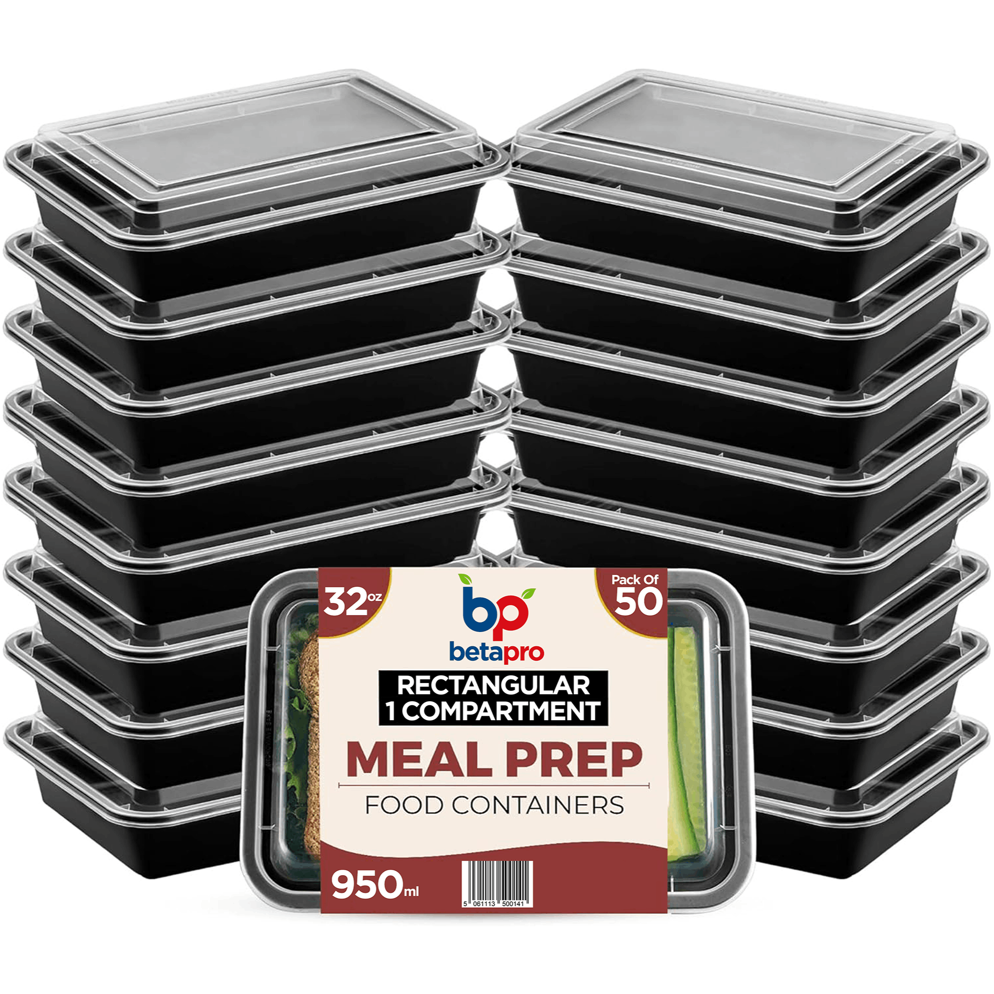 TEMU 50pcs Black Rectangle Food Storage Containers With Lids (re32 ), Reusable Meal Prep Boxes, Microwave, Oven & Freezer Safe – Takeaway & Catering
