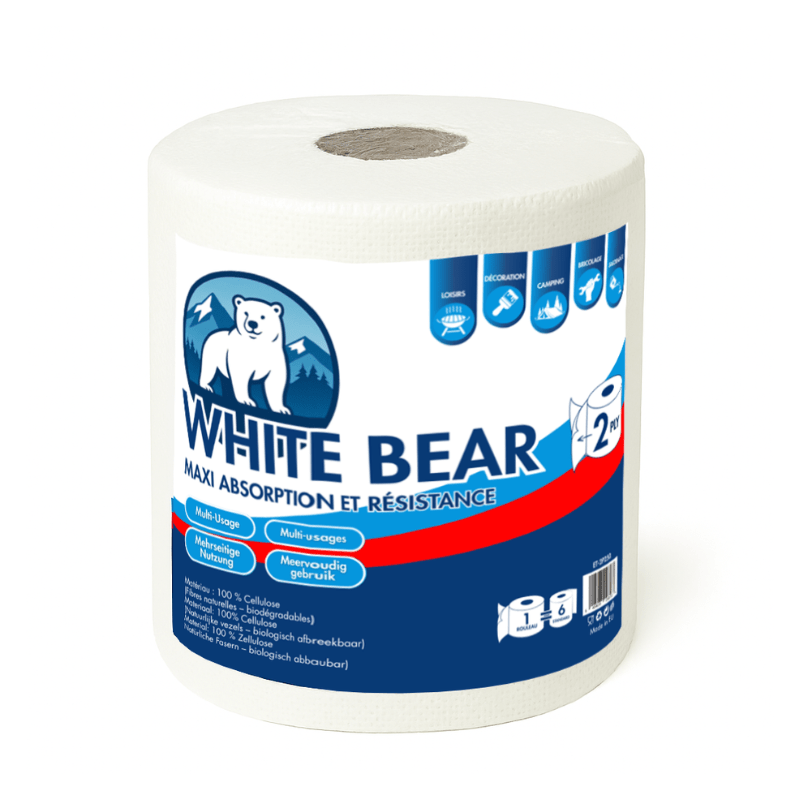 Image of Lot Of 6 Rolls Of Paper Towels, 2-ply, White Bear Et2p250