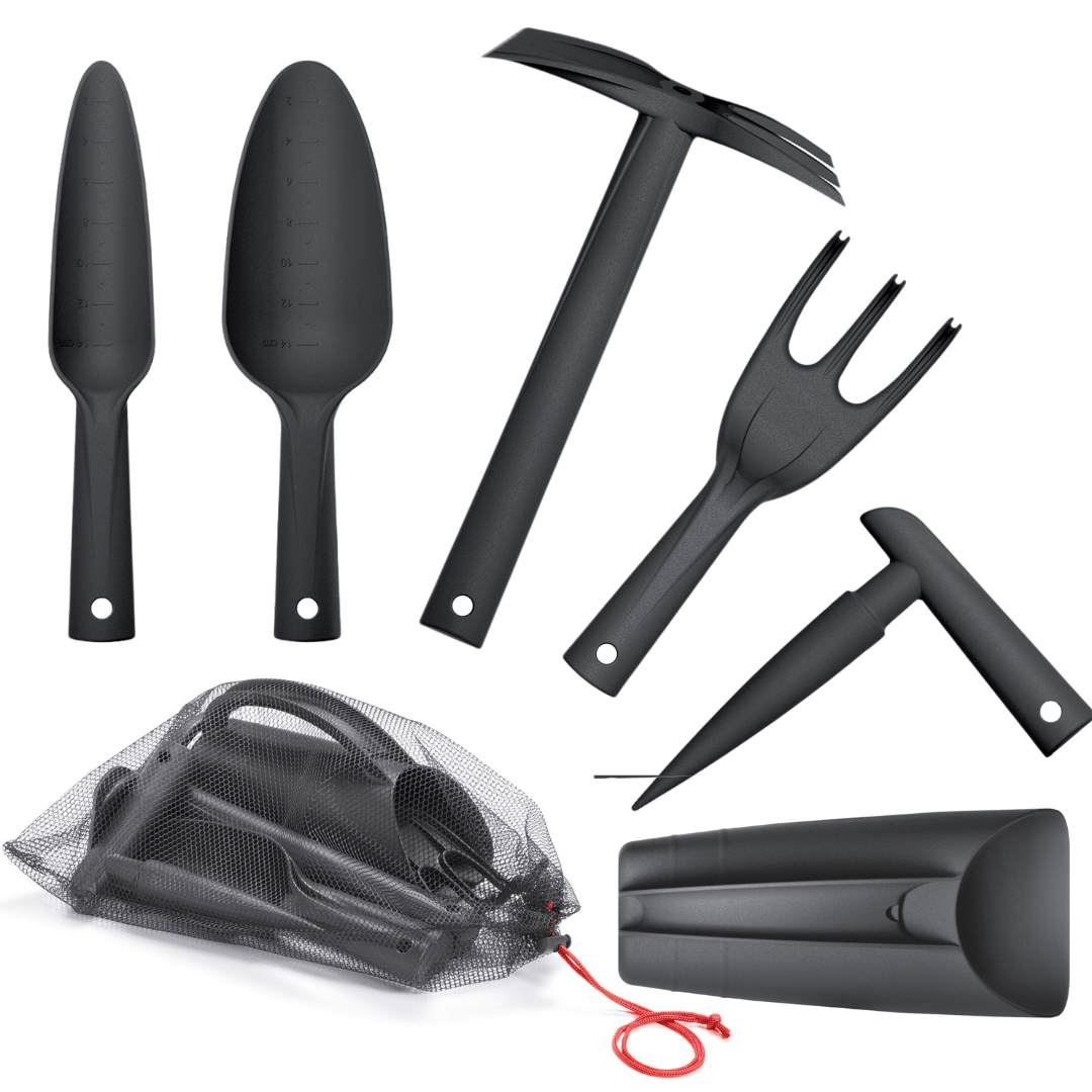 Gartenwerkzeug-Set 6-in-1, Schwarz, Kunststoff, Ergonomisch, Ideal als Geschenk