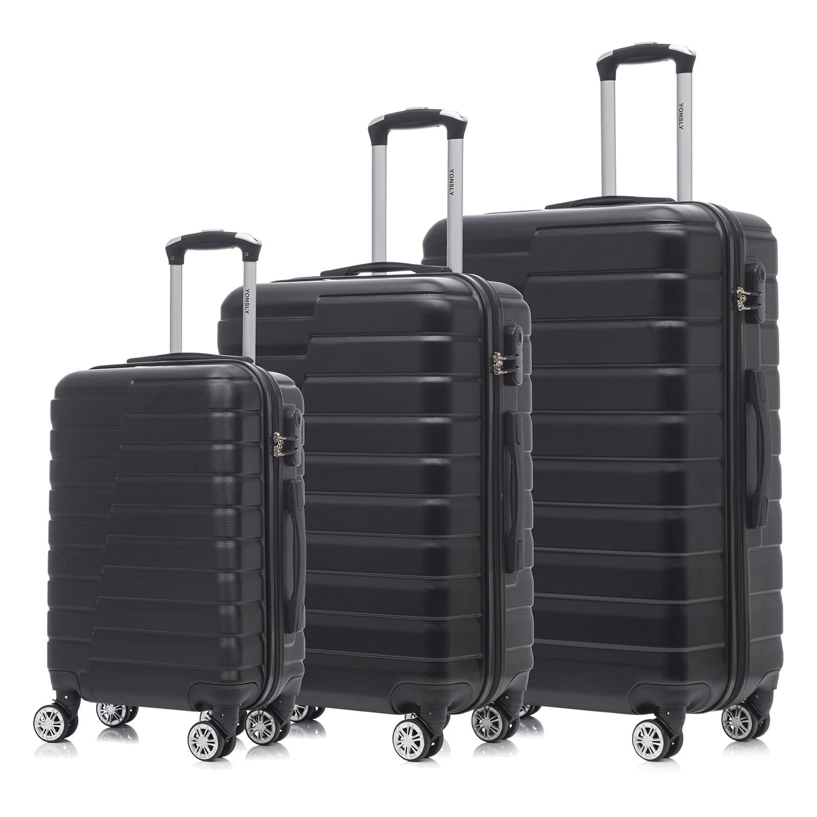 Image of Suitcase Hand Luggage, Luggage Set, Travel Set, Suitcase Travel Set Hard Shell Suitcase With 4 Wheels 360°, Lock, Handle (3pcs Set, M, L & Xl)